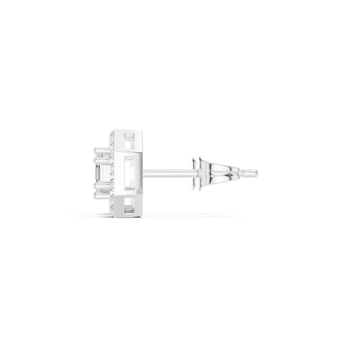 Asscher Octagon Halo Diamond Stud Earrings