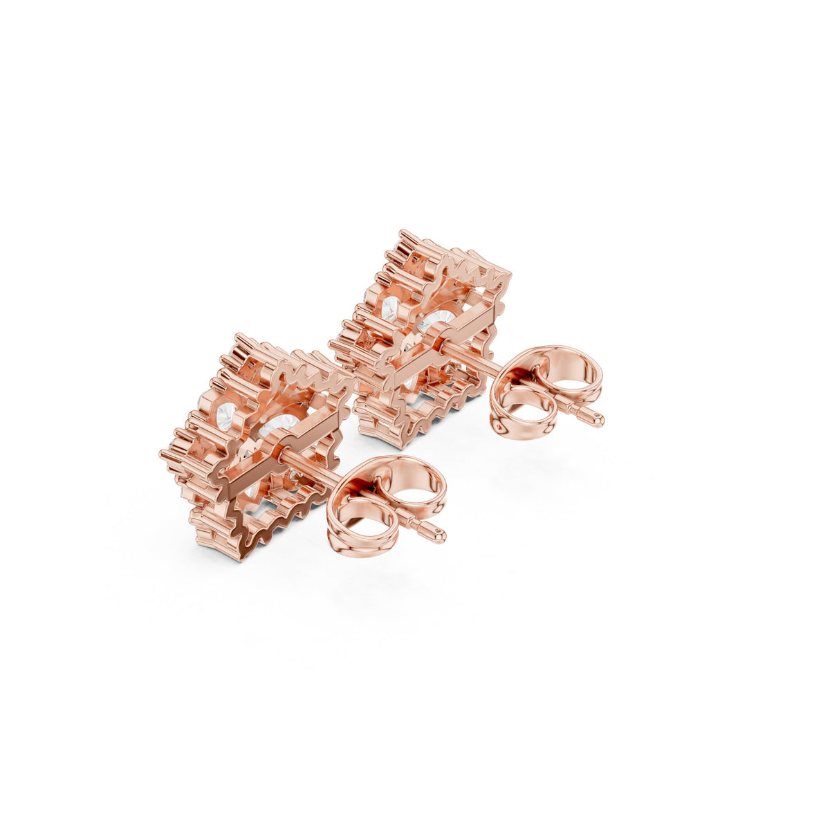 Marquise Pentagon Star Diamond Stud Earrings in Rose Gold - VYKA Diamonds