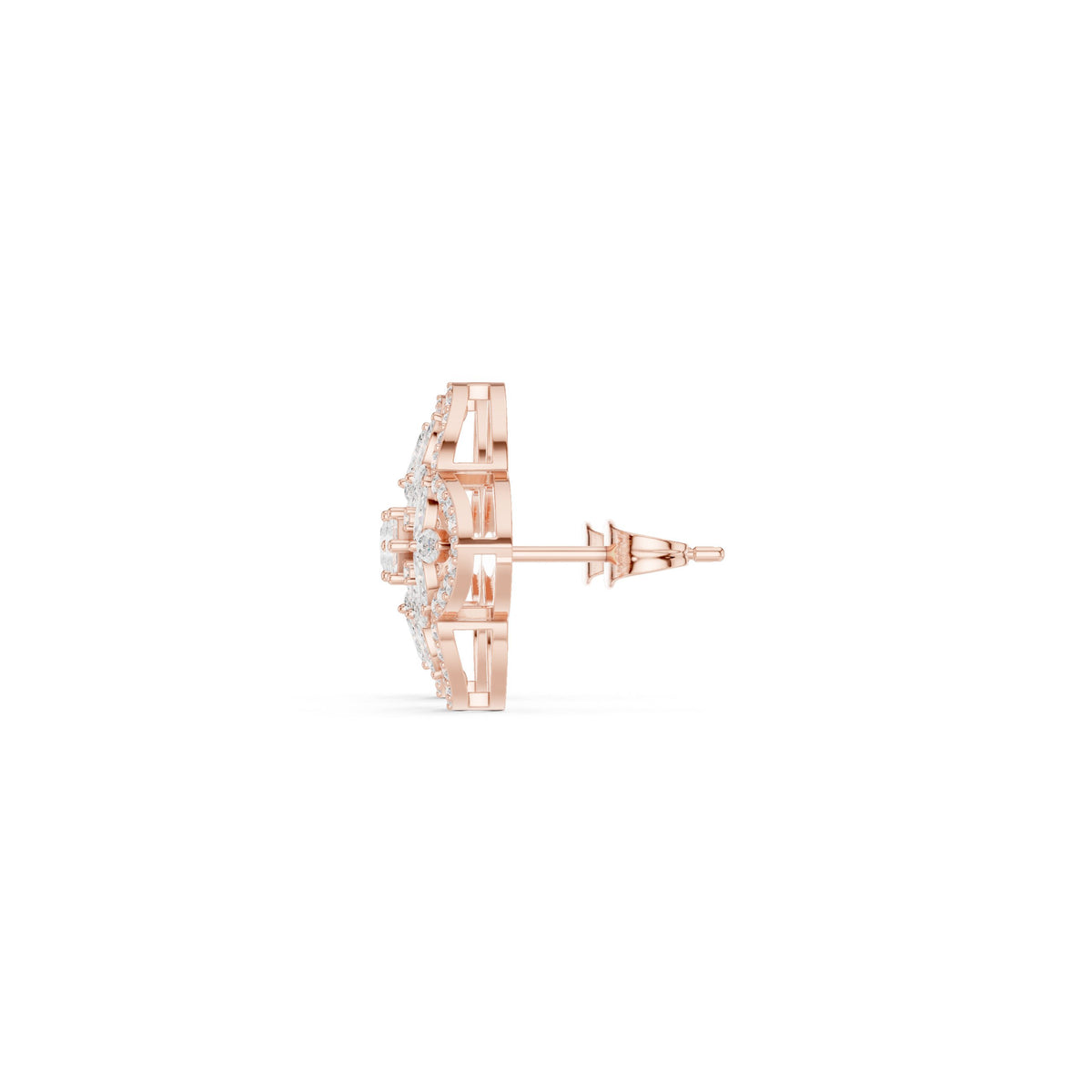 Quatrefoil Star Pave Diamond Stud Earrings