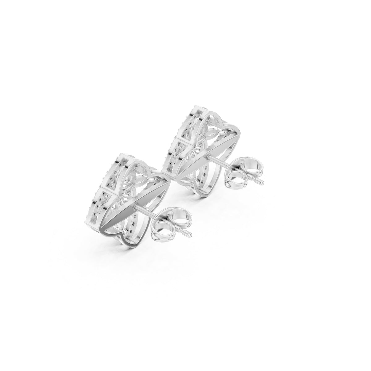 Quatrefoil Star Pave Diamond Stud Earrings