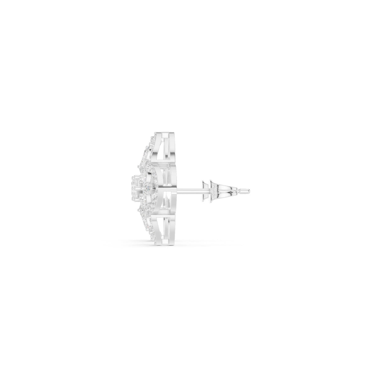 Quatrefoil Star Pave Diamond Stud Earrings