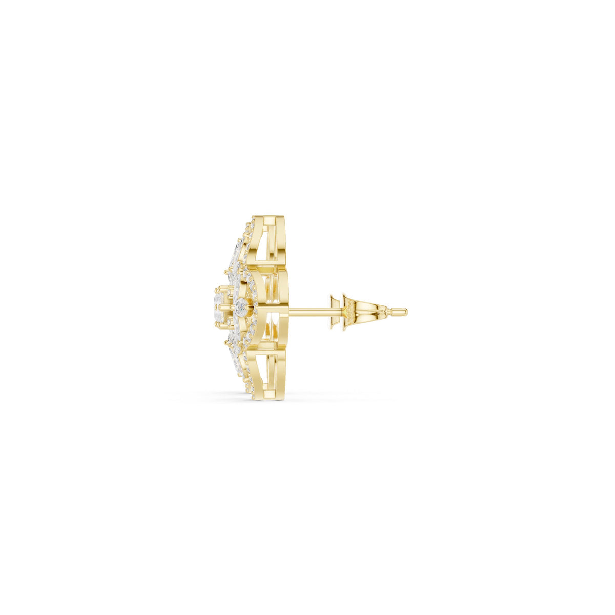 Quatrefoil Star Pave Diamond Stud Earrings