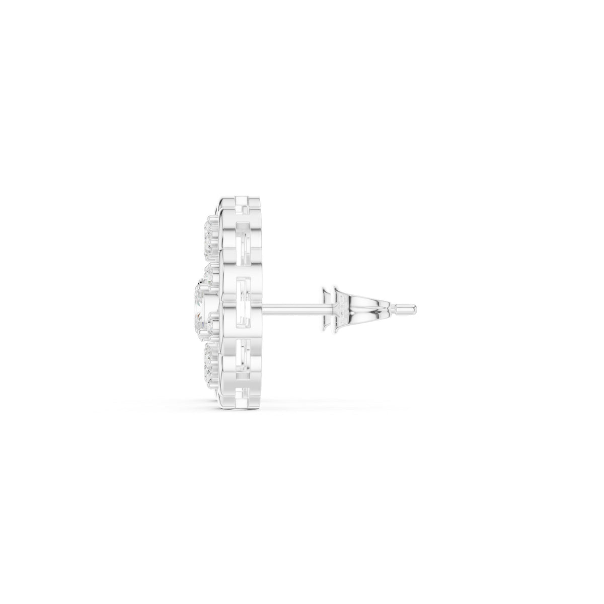 Oval Openwork Spoke Diamond Stud Earrings