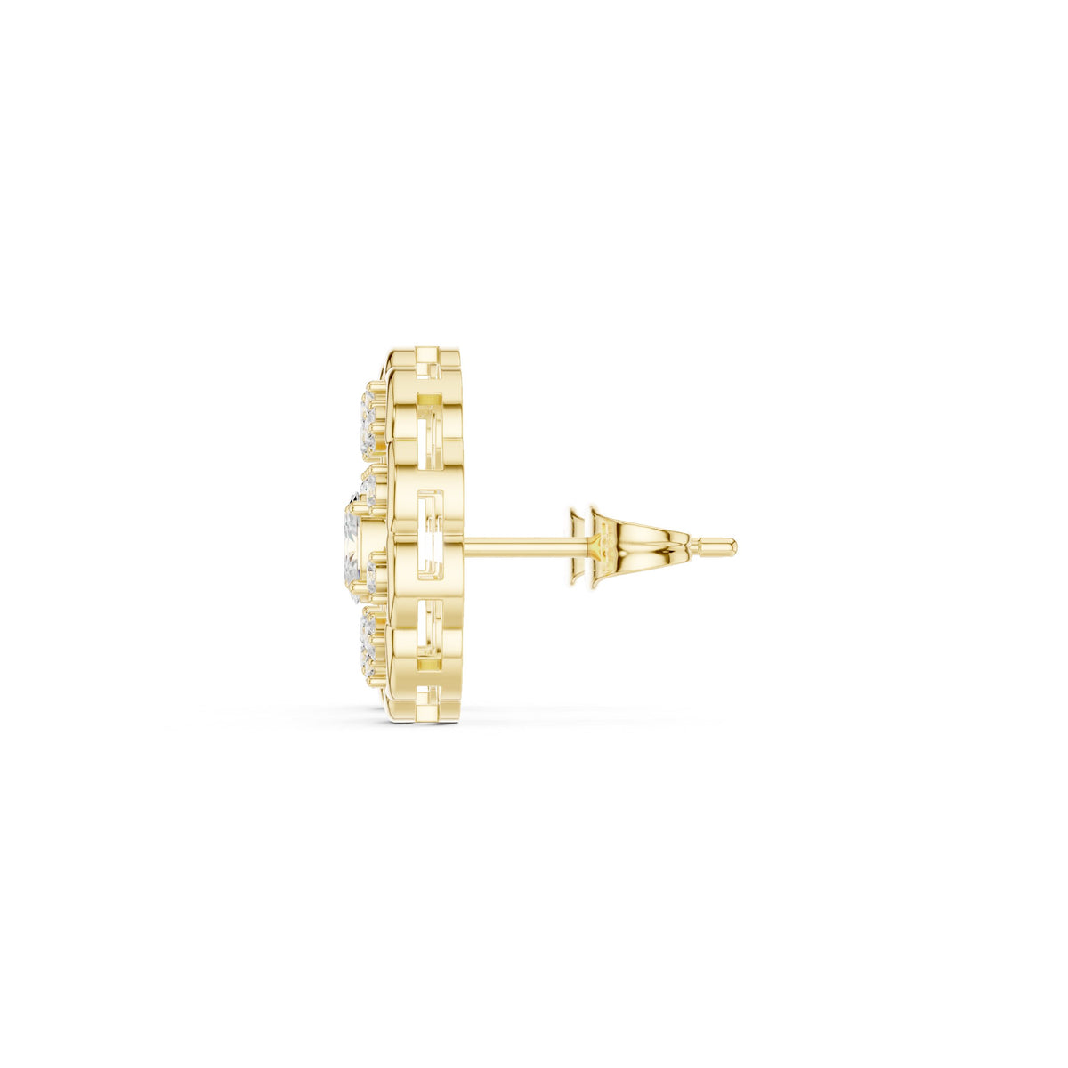 Oval Openwork Spoke Diamond Stud Earrings
