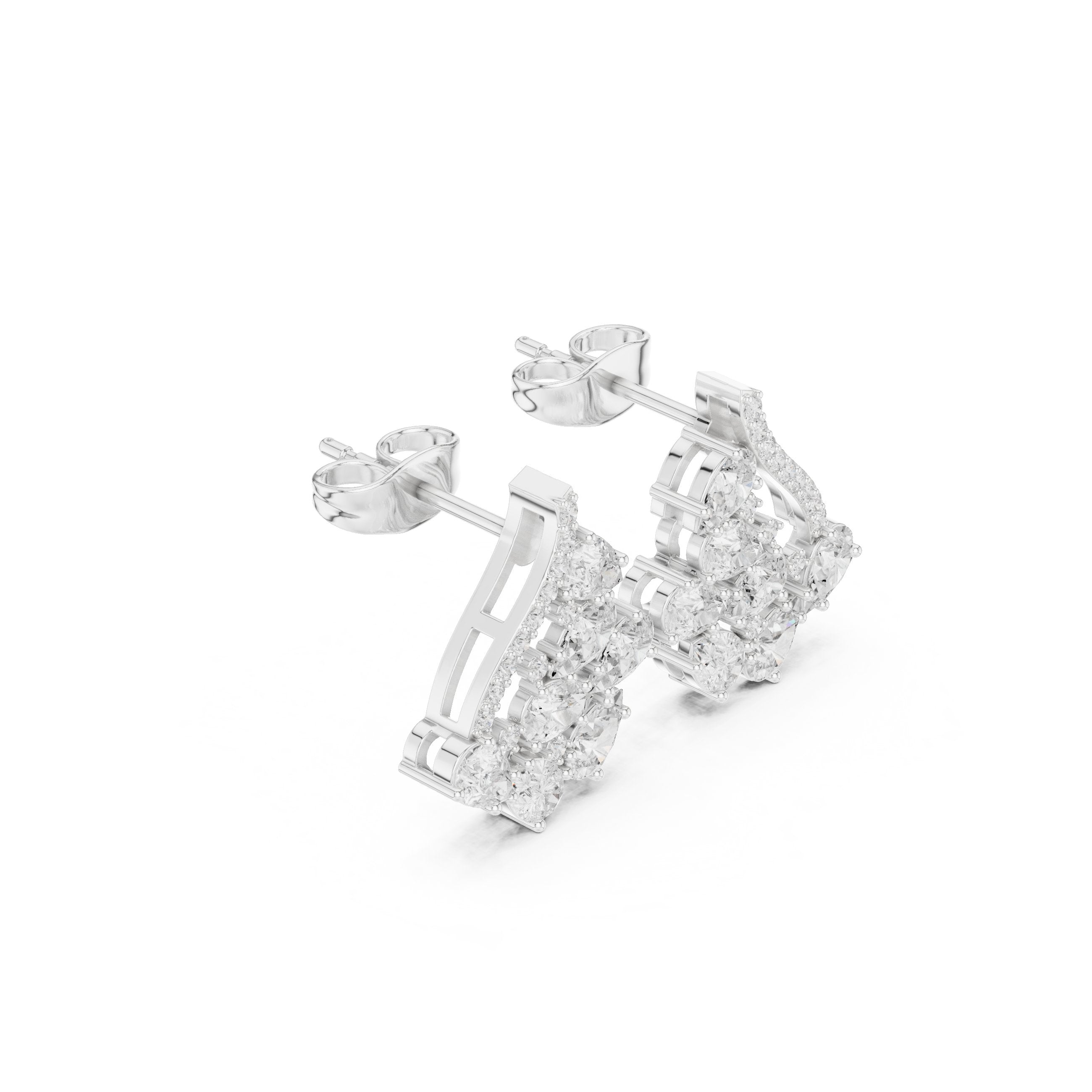 Pear Illusion Set Diamond Stud Earrings in White Gold - VYKA Diamonds