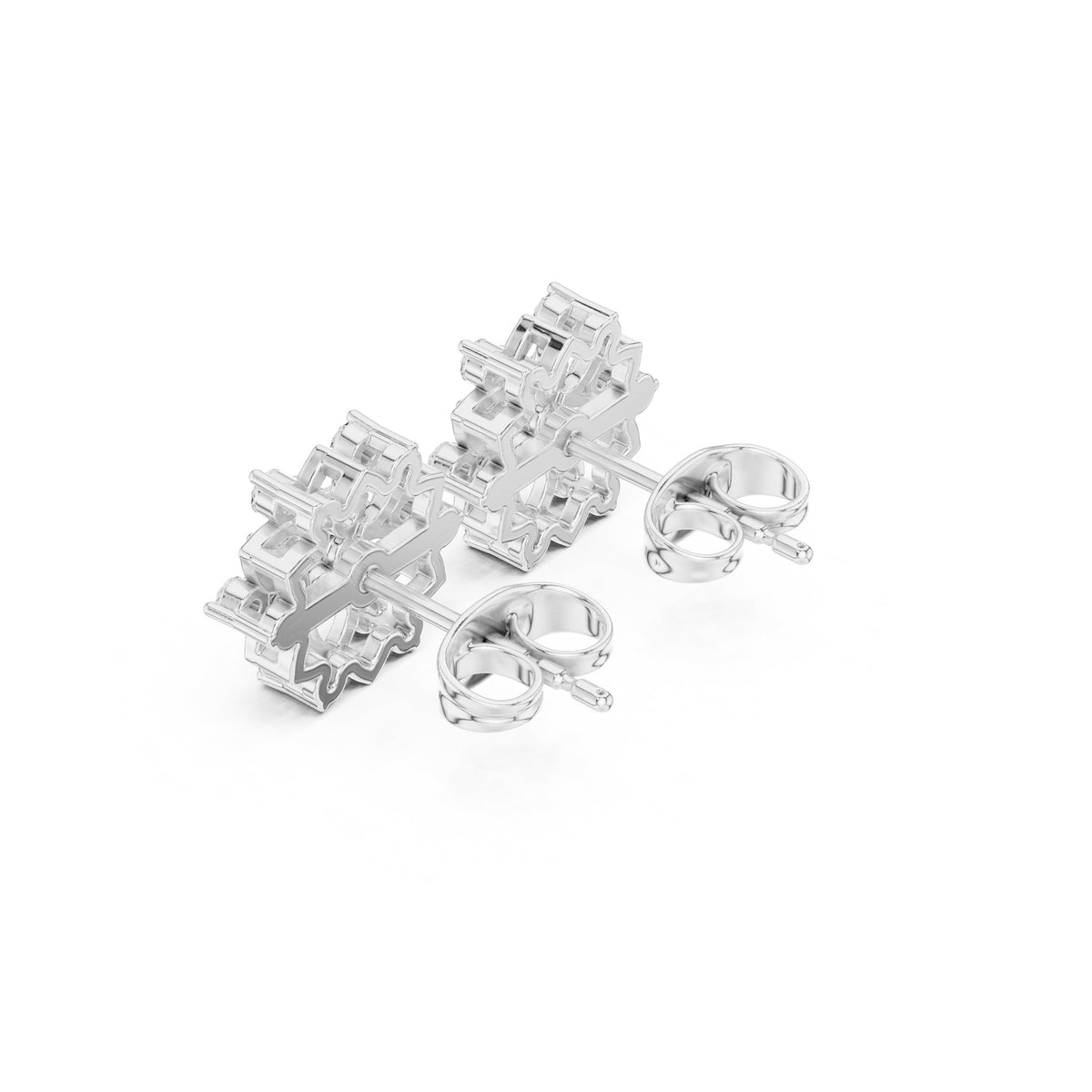 Lotus Star Cluster Diamond Stud Earrings