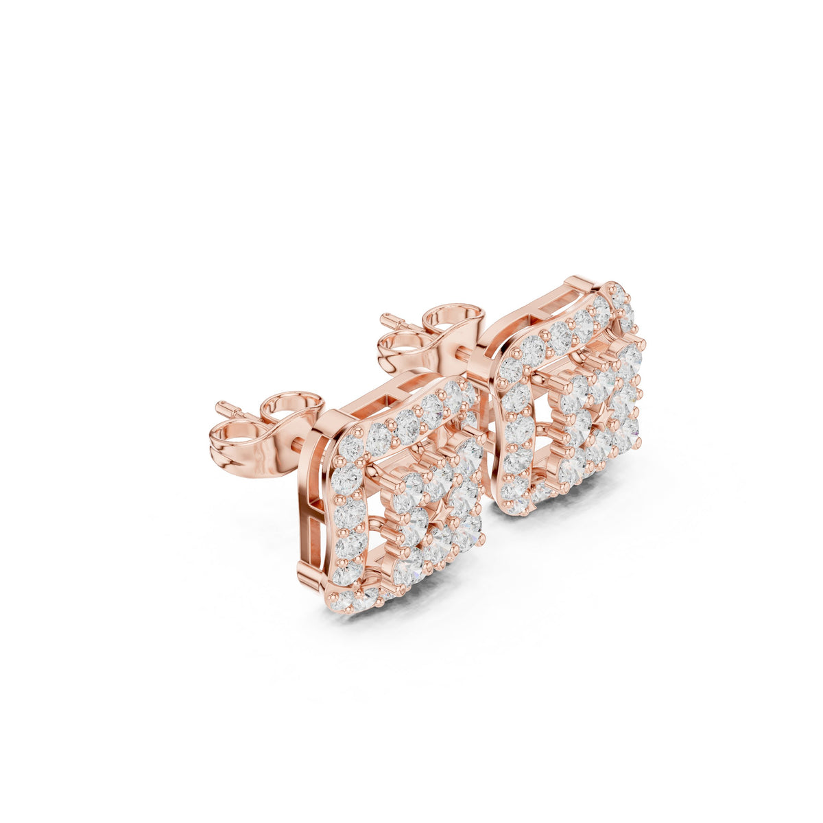 Cushion Square Pave Halo Diamond Stud Earrings