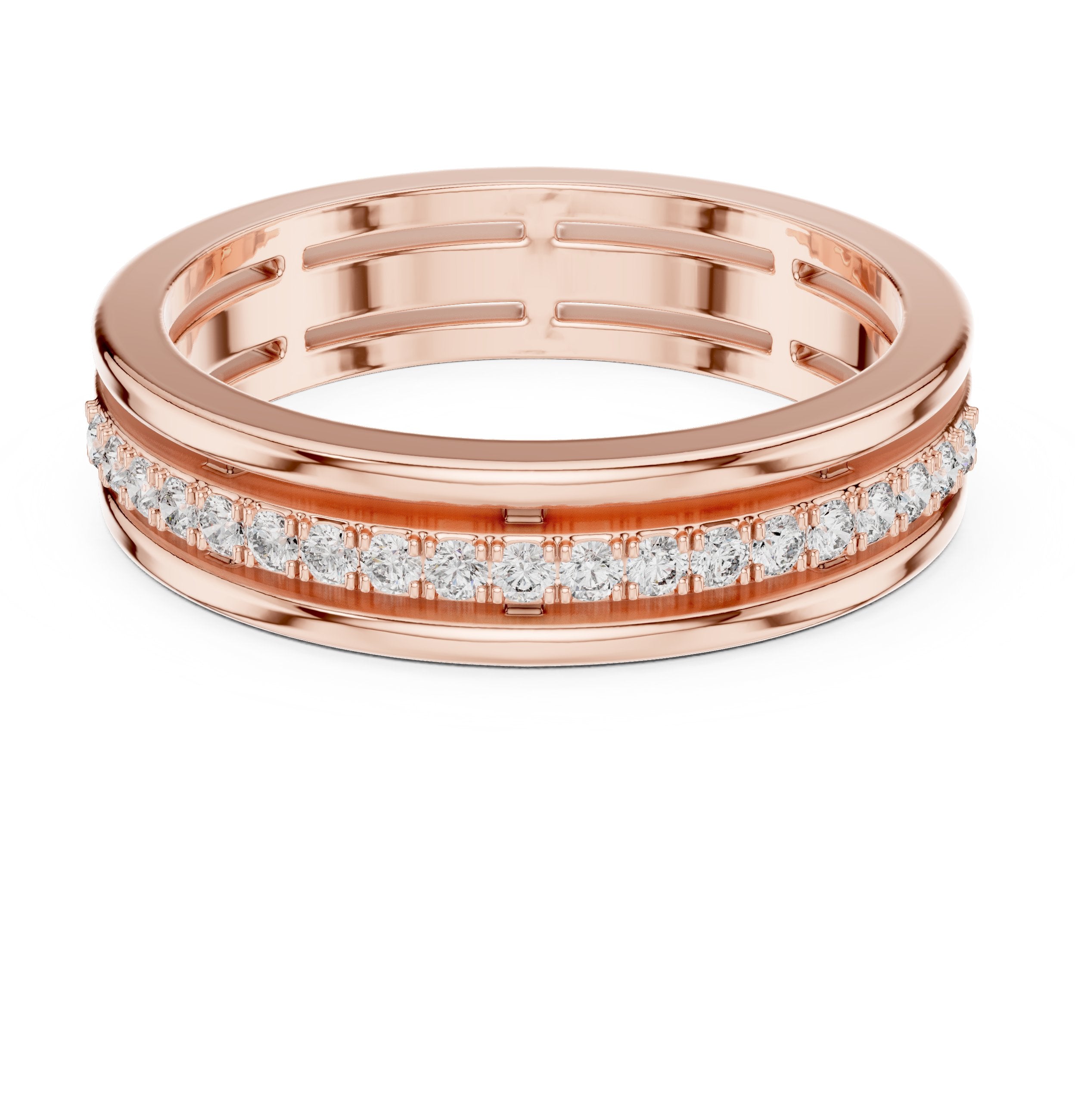 Round Diamond Channel Set Anniversary Band in Rose Gold - VYKA Diamonds