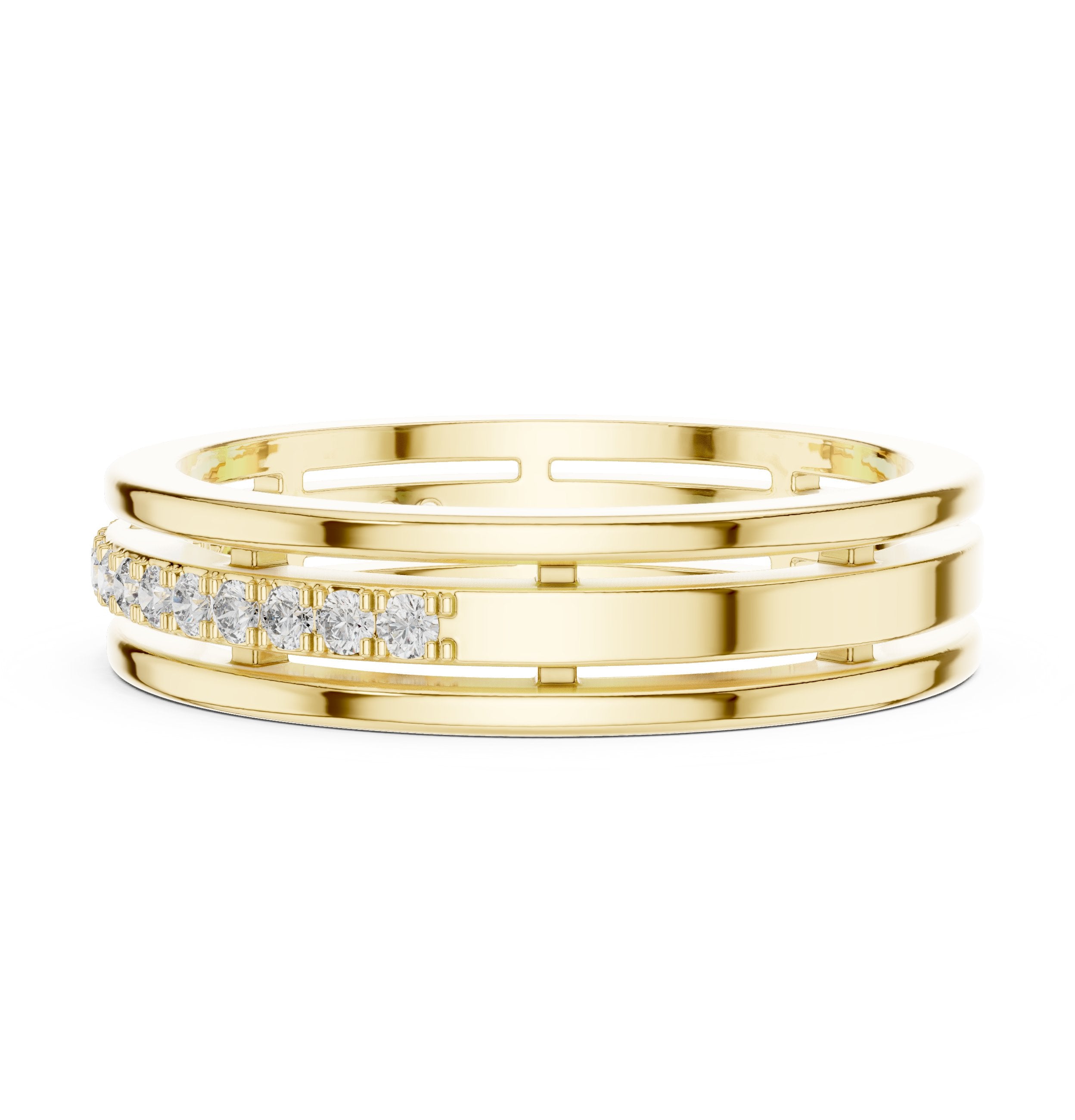 Round Diamond Channel Set Anniversary Band in Yellow Gold - VYKA Diamonds