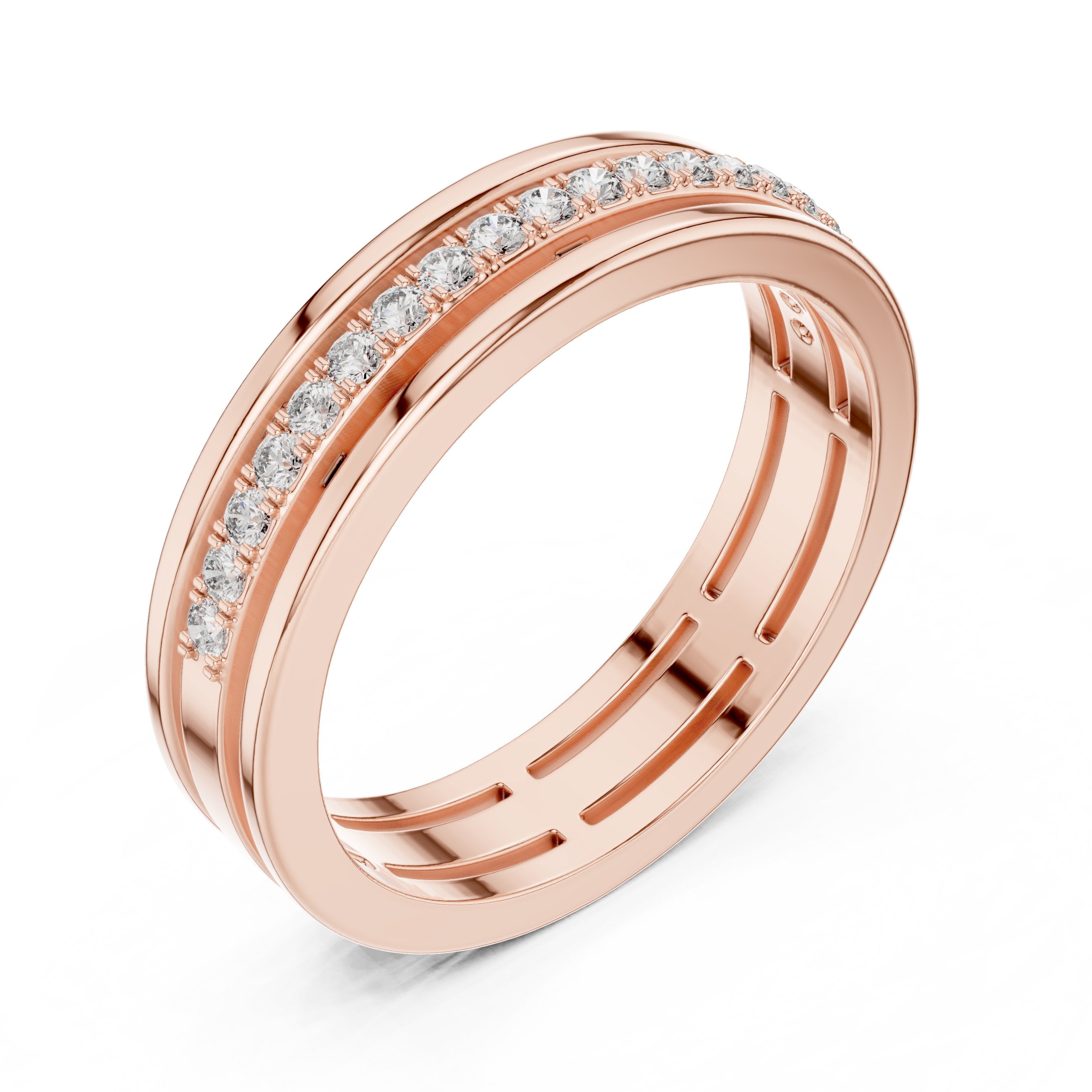 Round Diamond Channel Set Anniversary Band in Rose Gold - VYKA Diamonds
