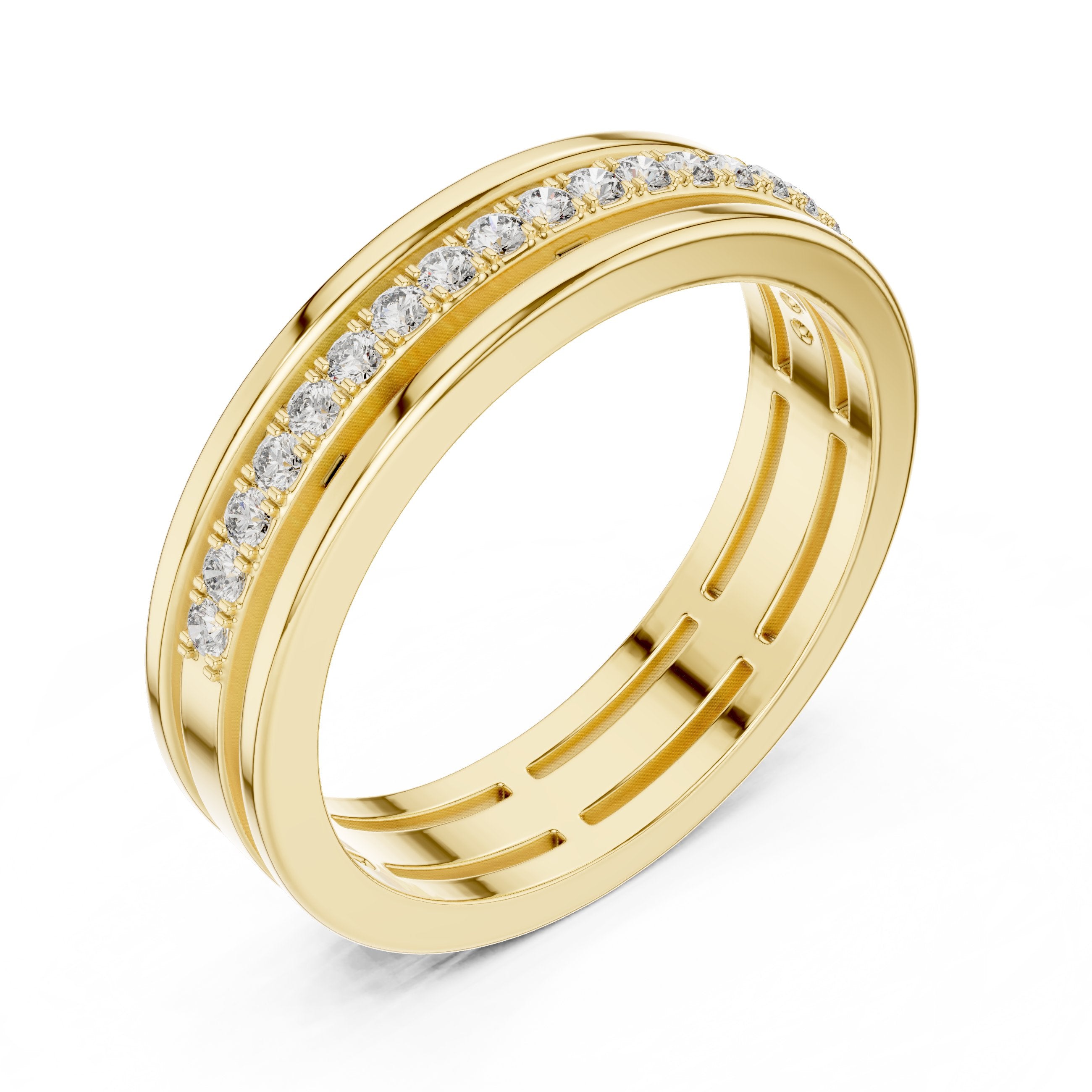 Round Diamond Channel Set Anniversary Band in Yellow Gold - VYKA Diamonds