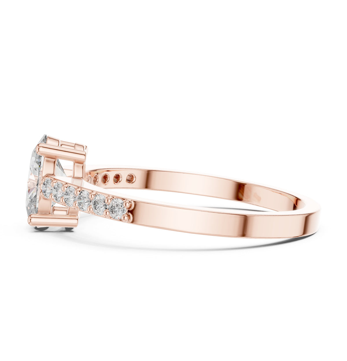 Oval Diamond Engagement Ring with Pavé Band