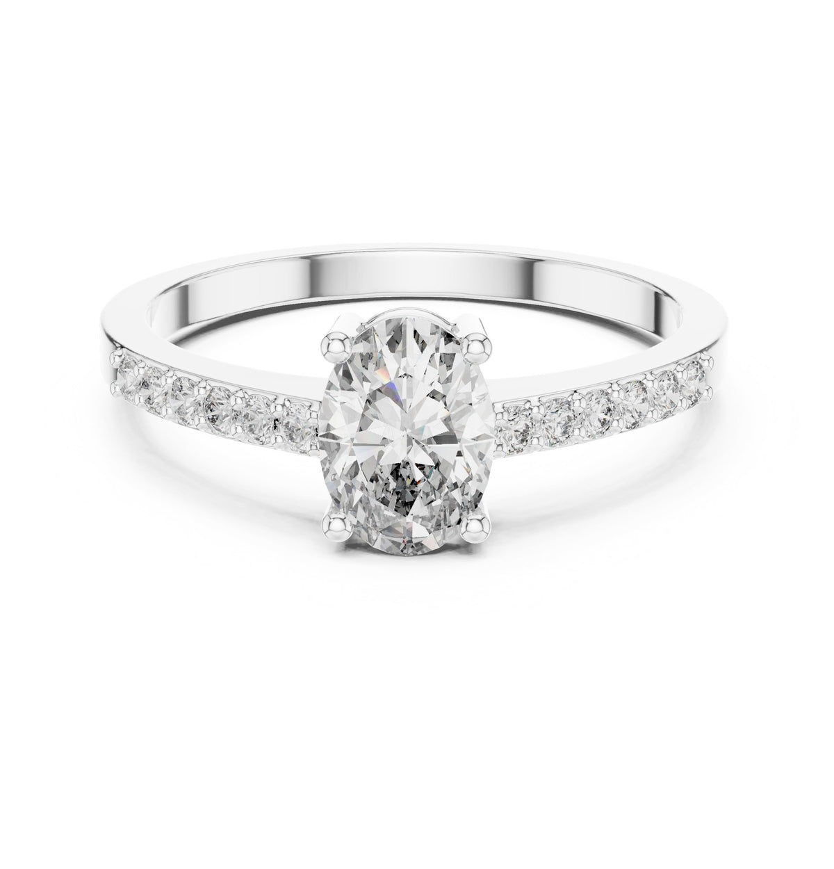 Oval Diamond Engagement Ring with Pavé Band