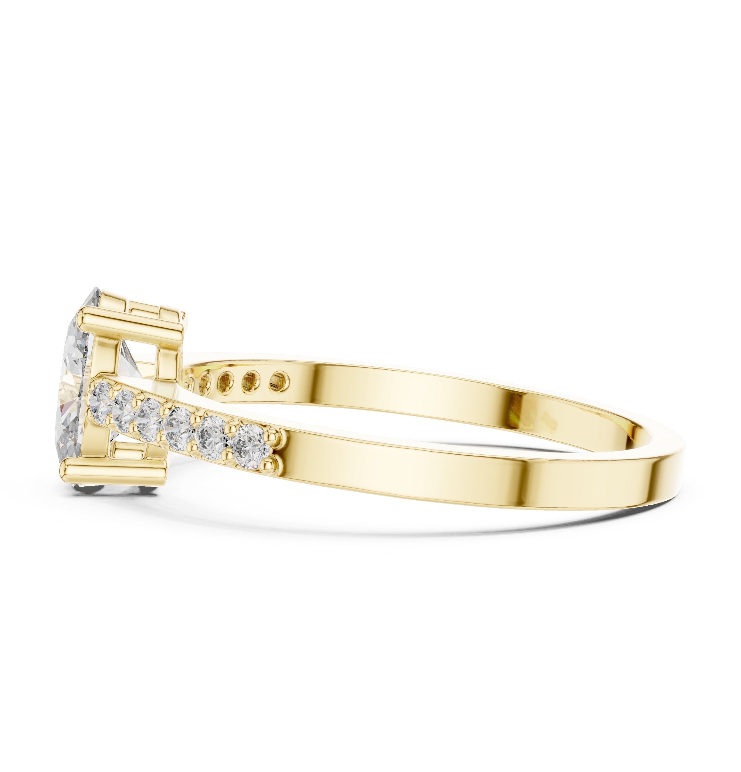 Oval Diamond Engagement Ring with Pavé Band in Yellow Gold - VYKA Diamonds