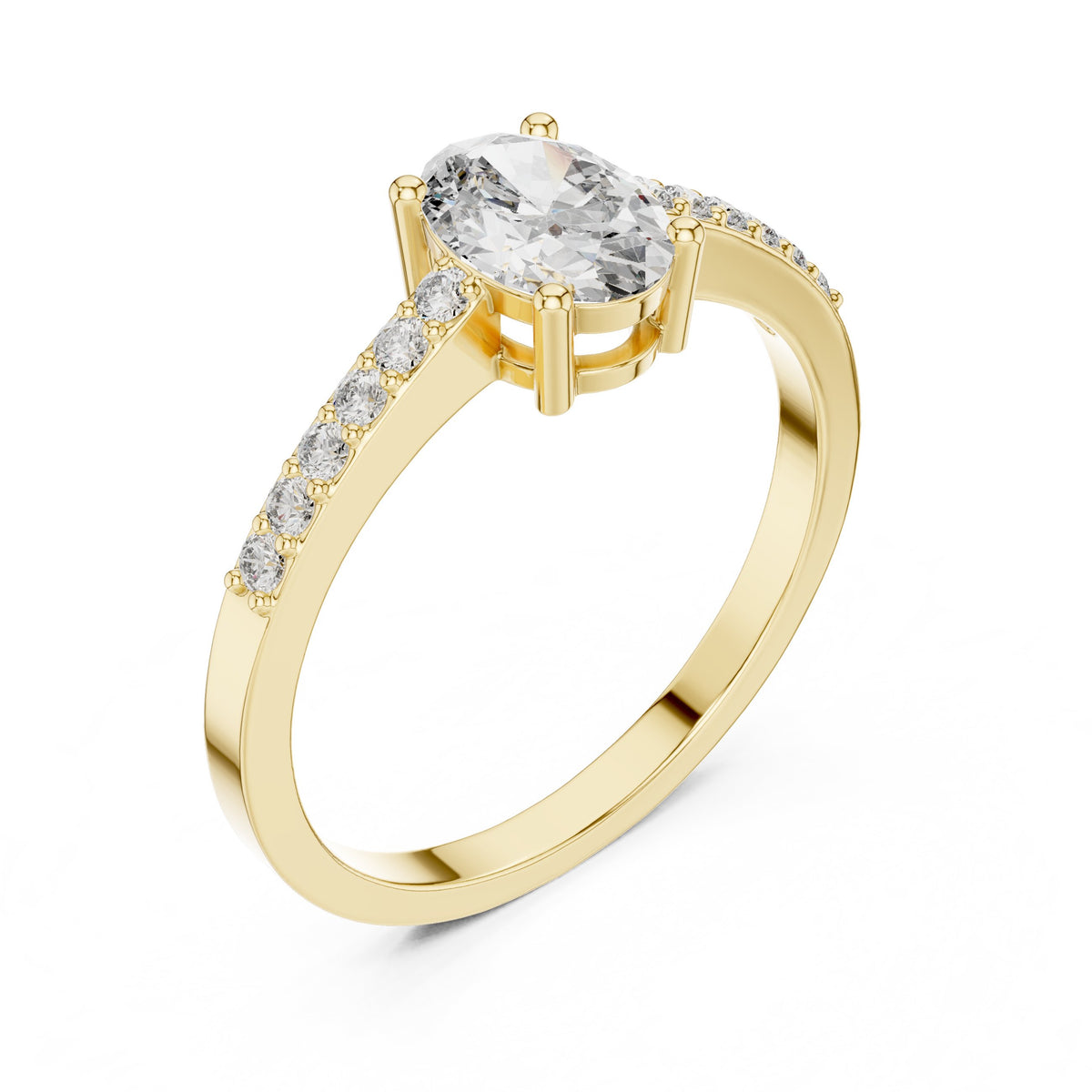 Oval Diamond Engagement Ring with Pavé Band