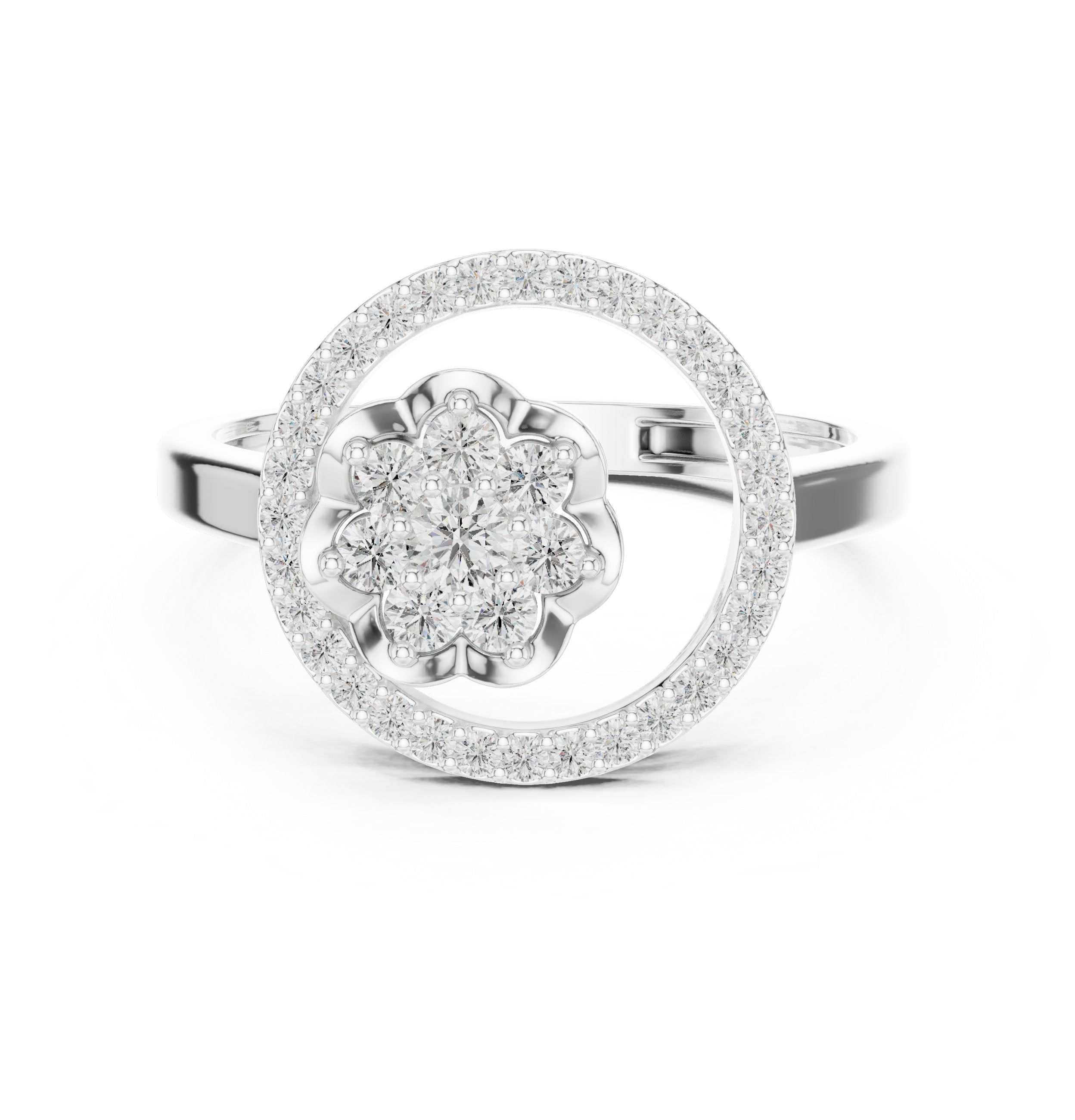 Circle Diamond Ring in White Gold - VYKA Diamonds