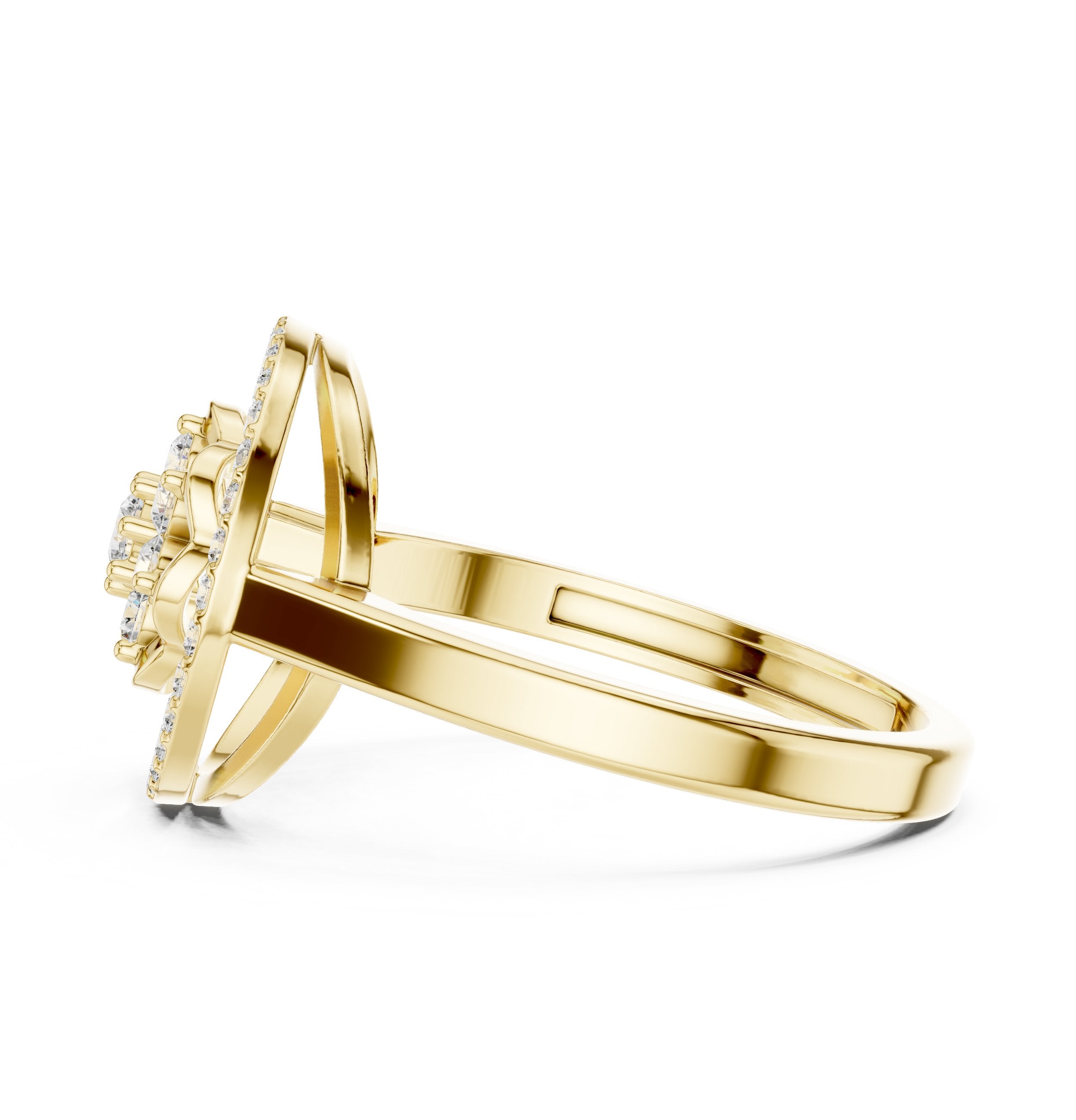 Circle Diamond Ring in Yellow Gold - VYKA Diamonds