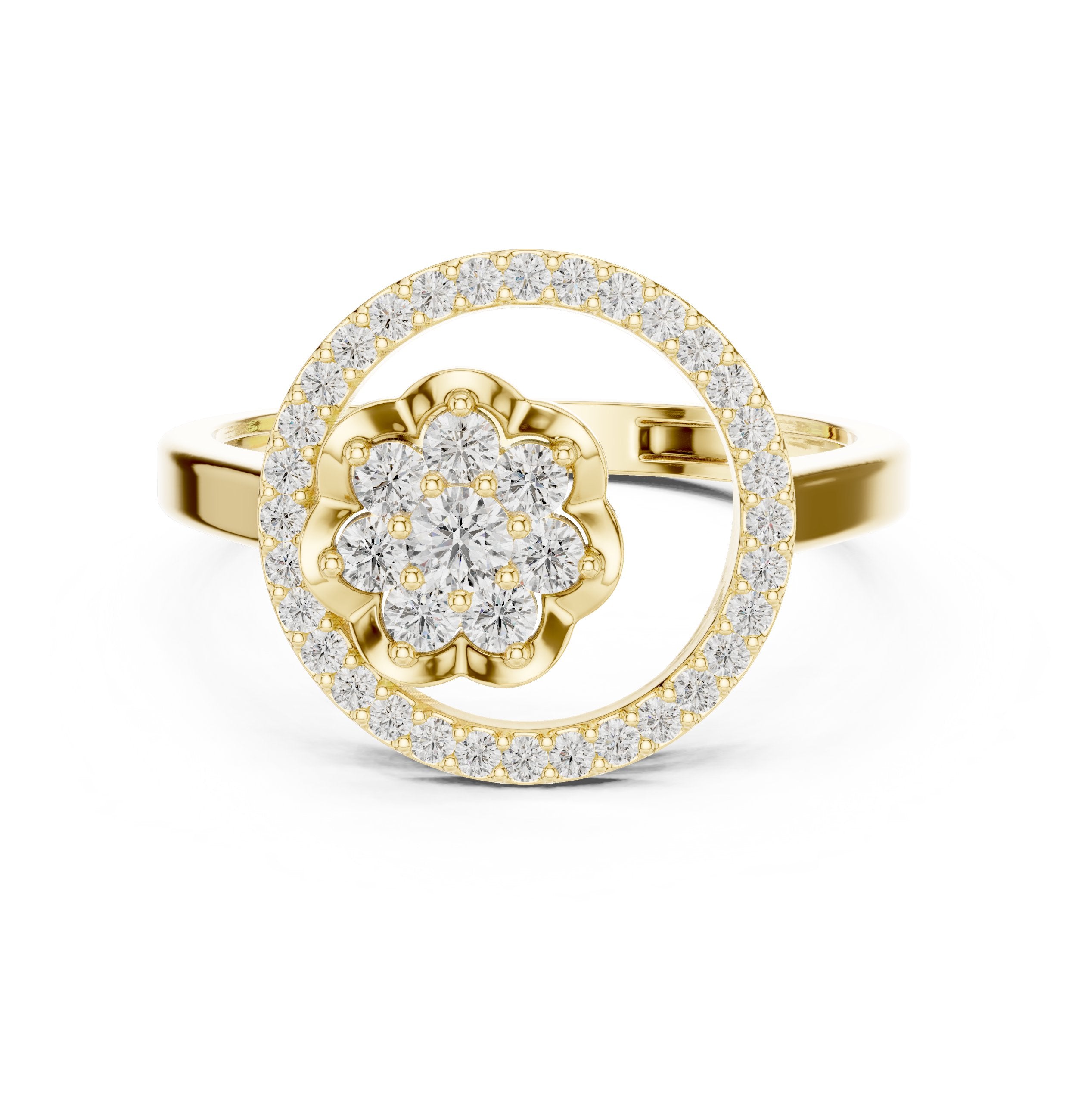 Circle Diamond Ring in Yellow Gold - VYKA Diamonds