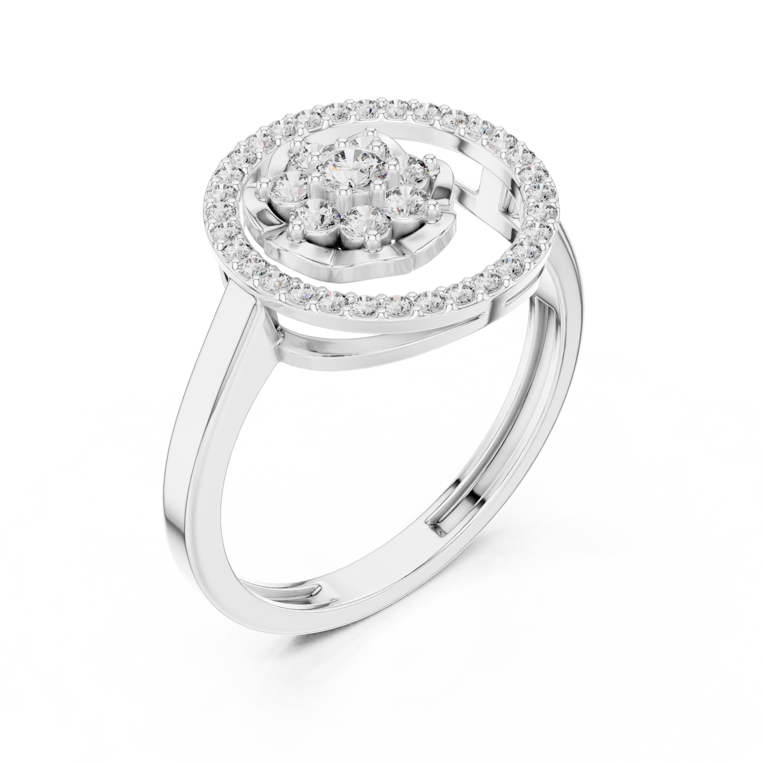 Circle Diamond Ring in White Gold - VYKA Diamonds