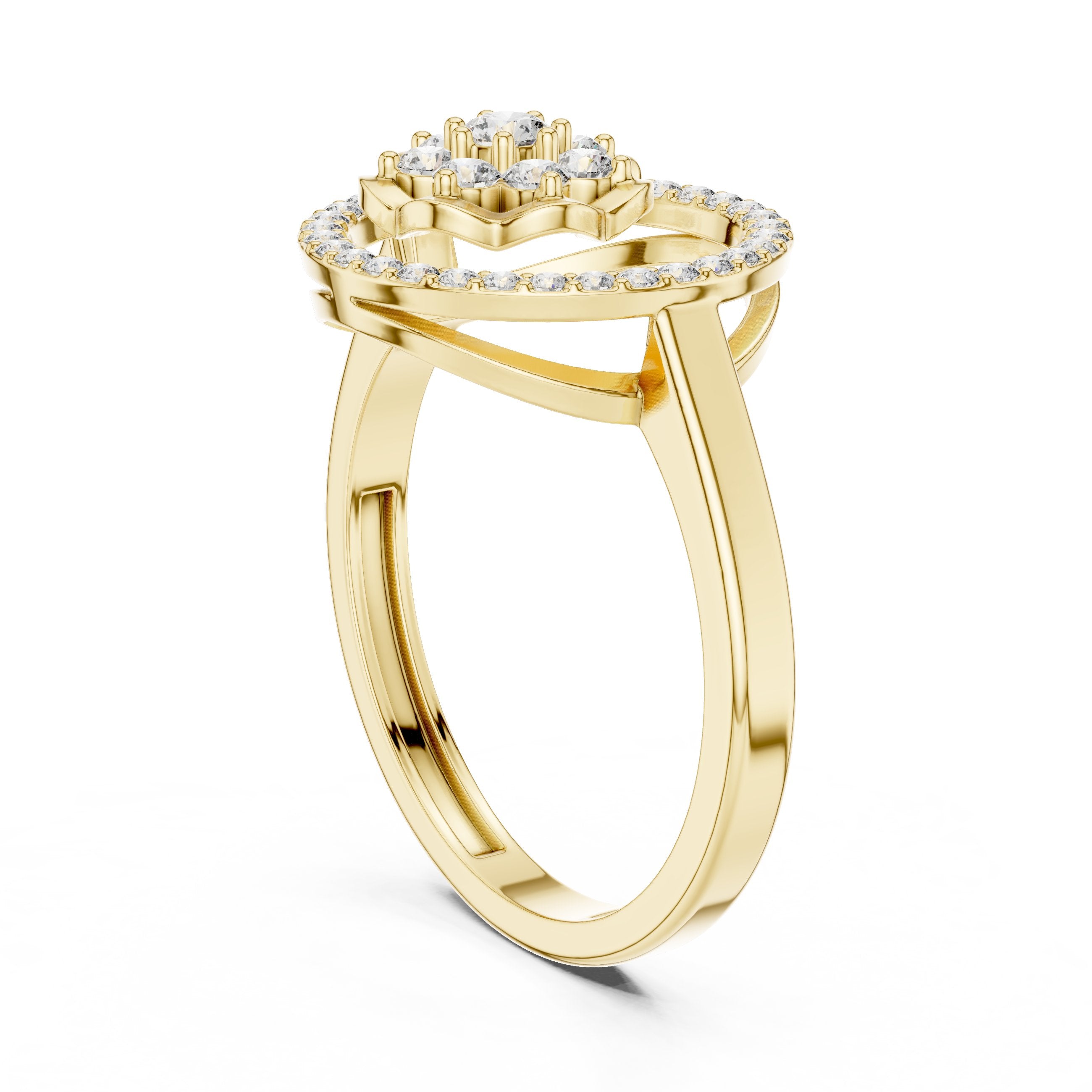 Circle Diamond Ring in Yellow Gold - VYKA Diamonds