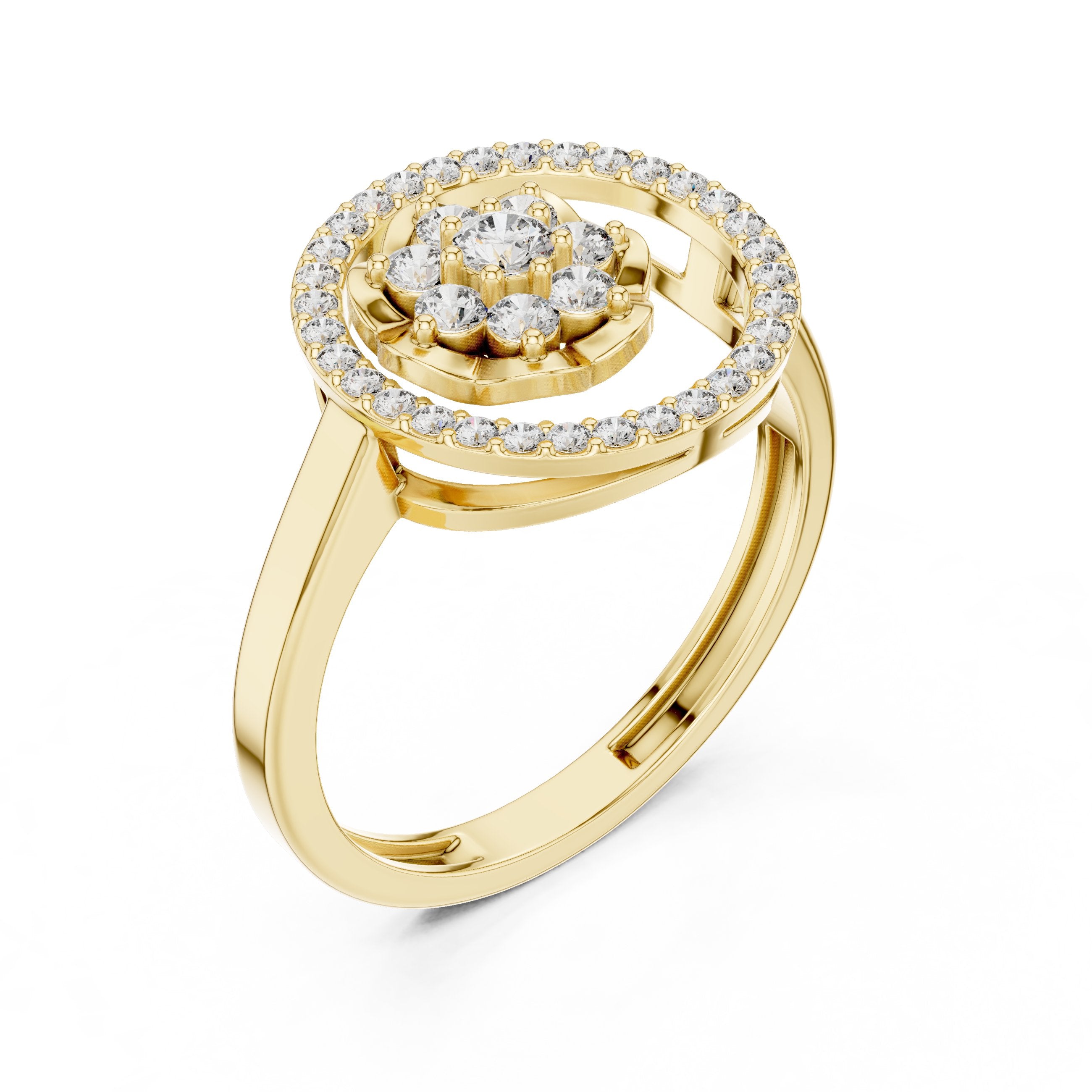 Circle Diamond Ring in Yellow Gold - VYKA Diamonds