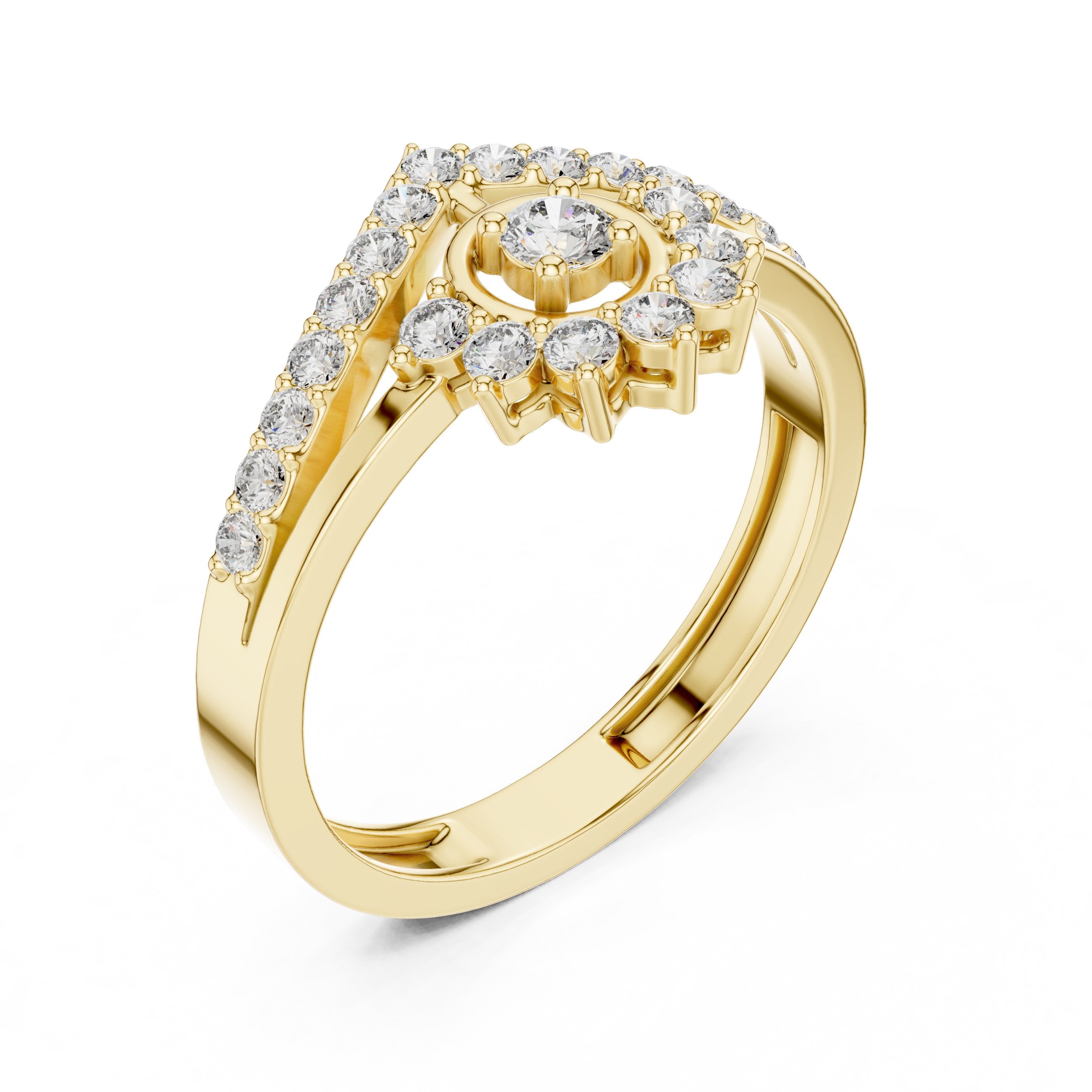 Angelic Filigree Diamond Engagement Ring in Yellow Gold - VYKA Diamonds