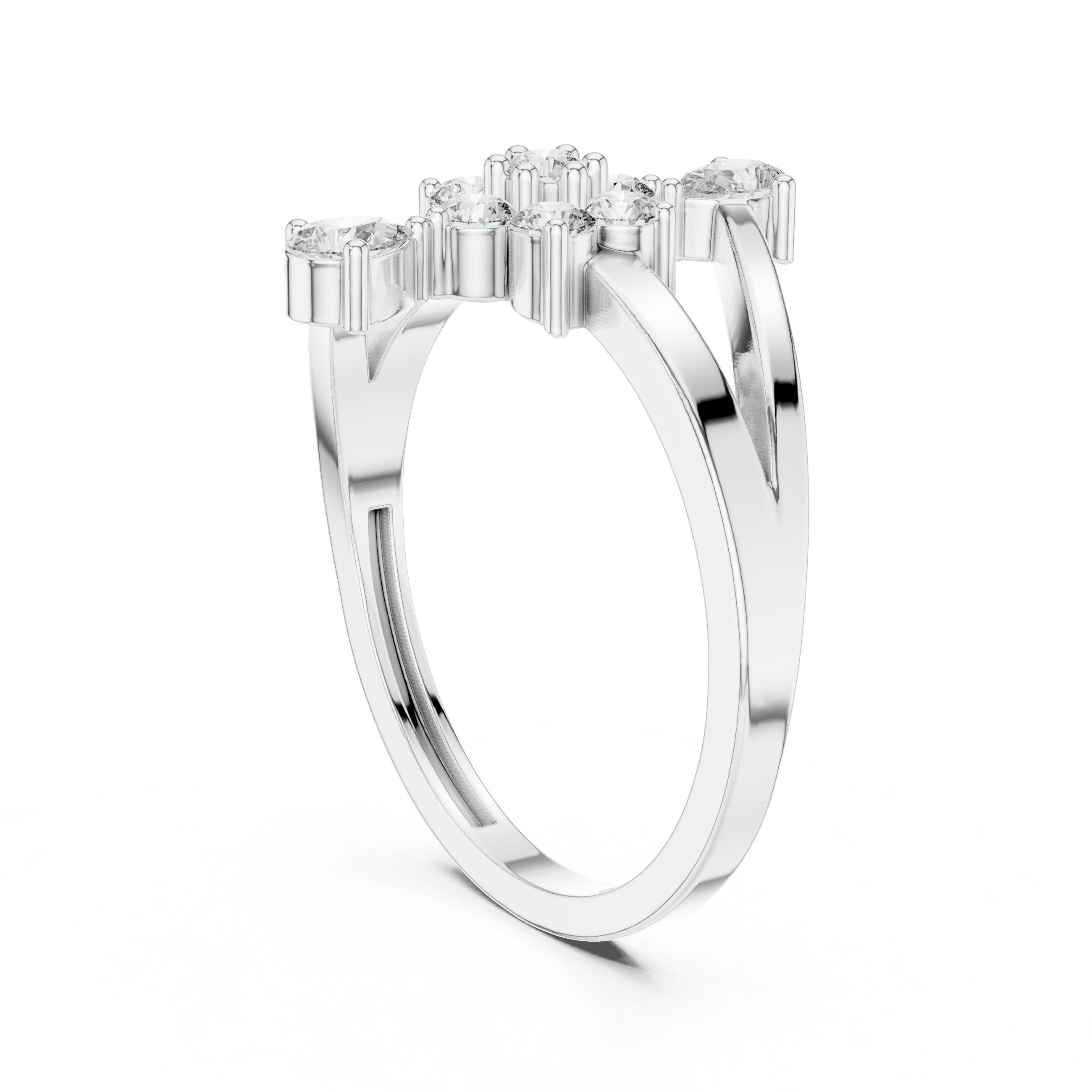 Round and Pear Constellation Engagement Ring with Bypass Shank in White Gold - VYKA Diamonds