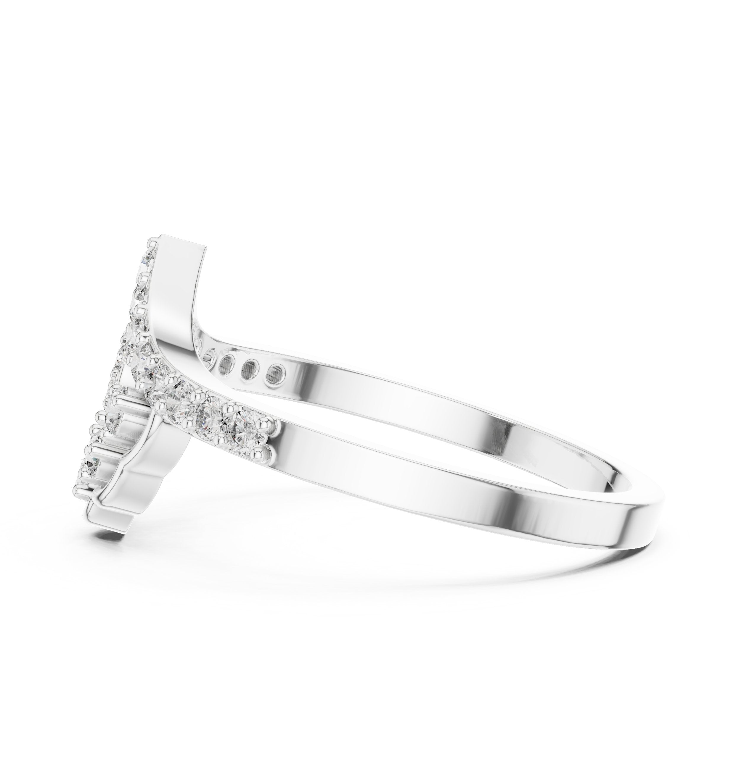Sterling Milgrain Diamond Engagement Ring in White Gold - VYKA Diamonds
