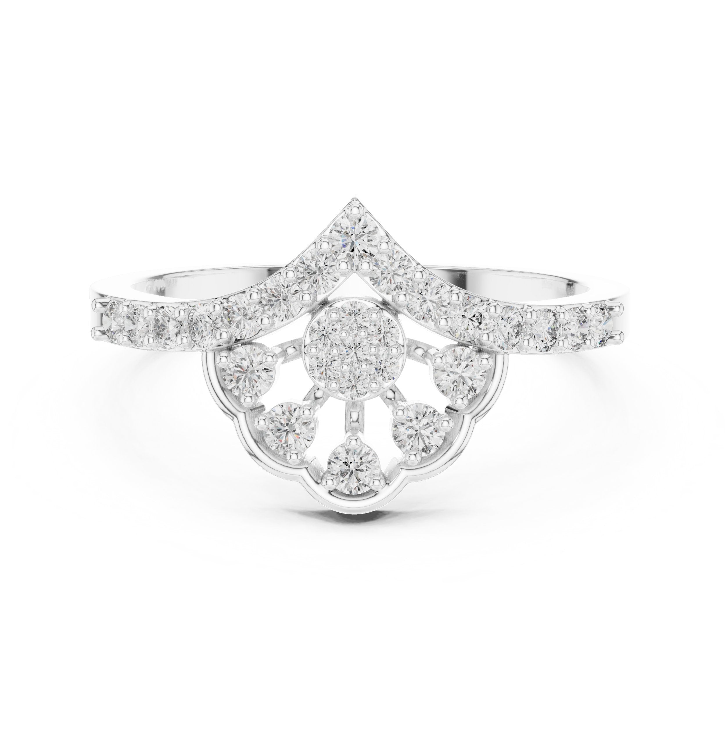 Sterling Milgrain Diamond Engagement Ring in White Gold - VYKA Diamonds