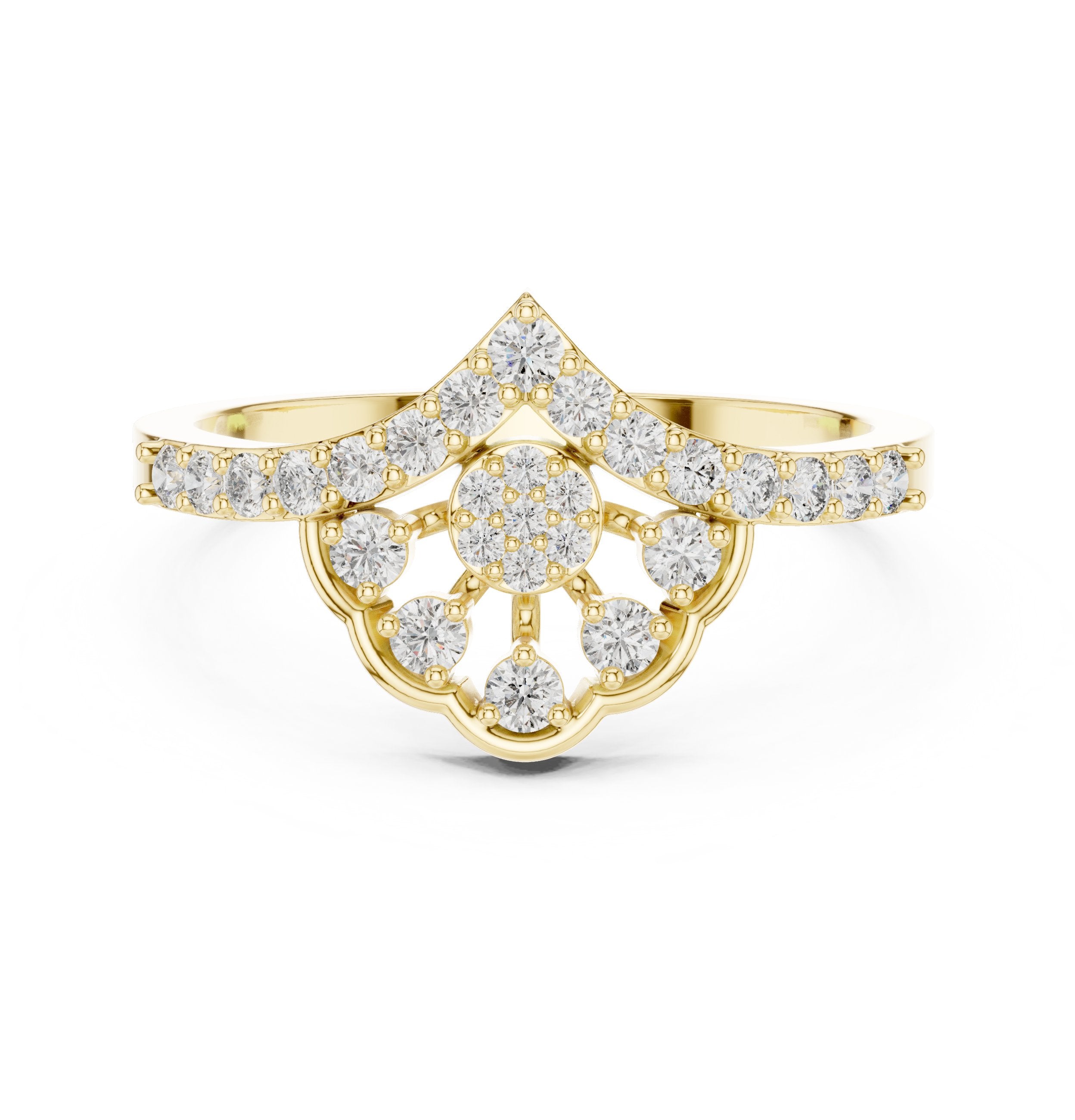 Sterling Milgrain Diamond Engagement Ring in Yellow Gold - VYKA Diamonds