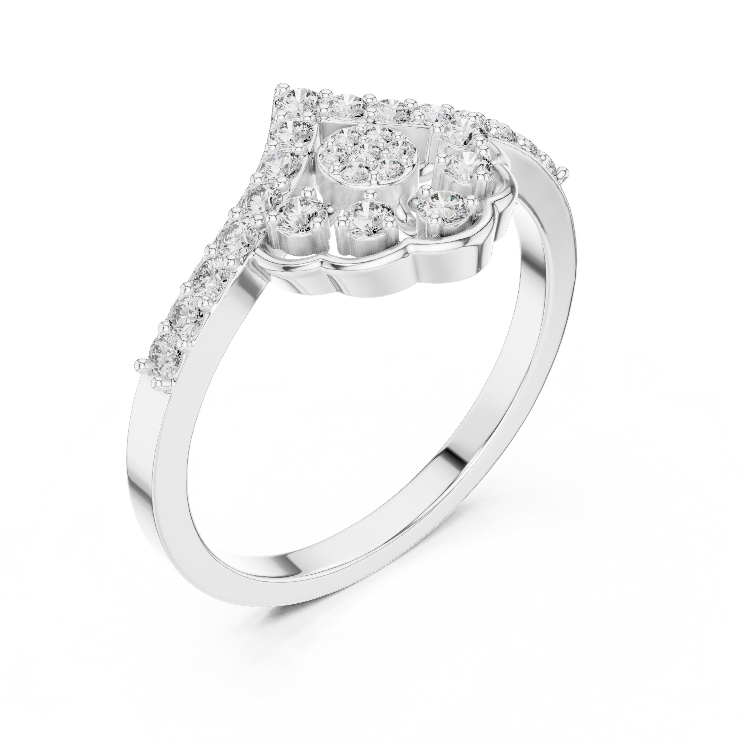 Sterling Milgrain Diamond Engagement Ring in White Gold - VYKA Diamonds