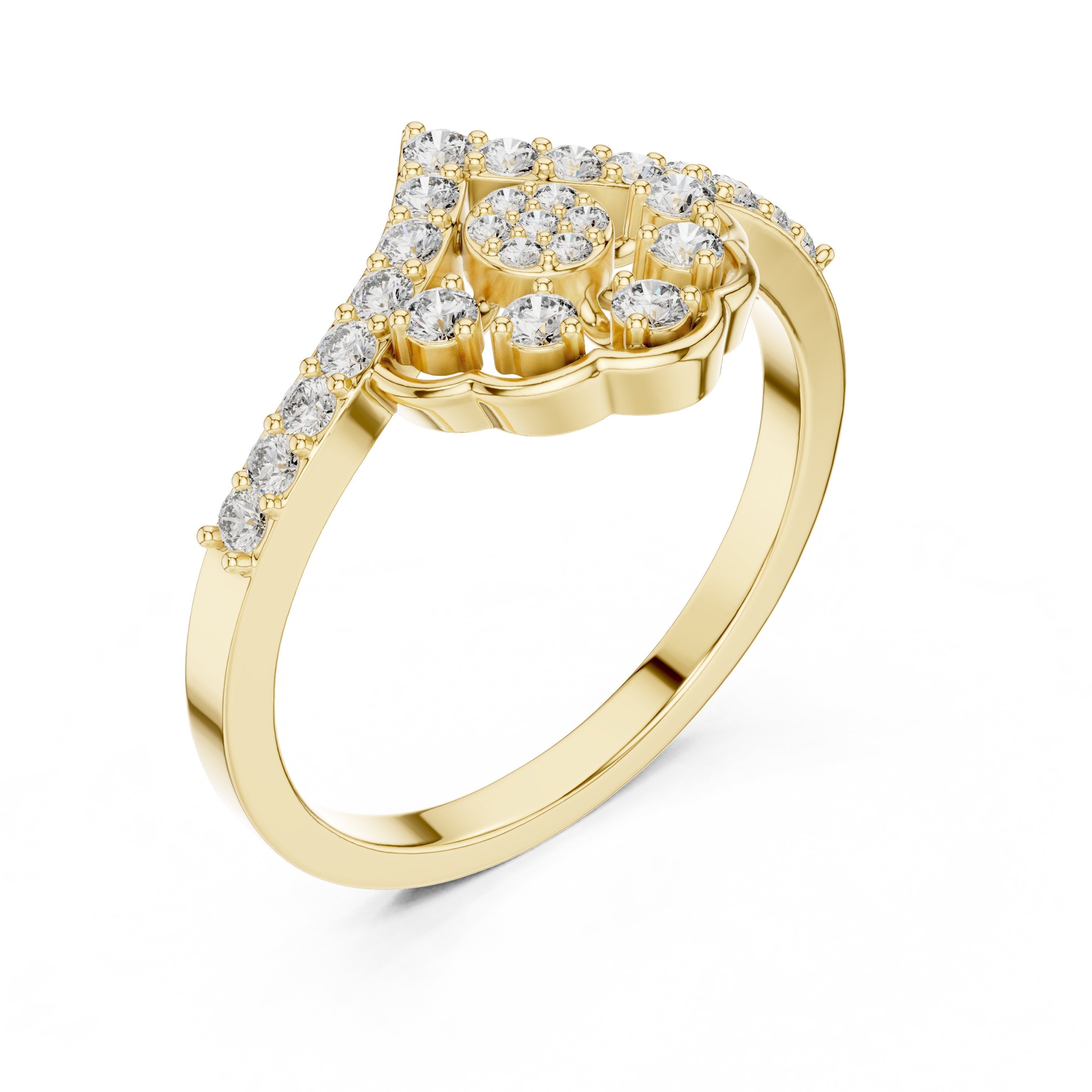 Sterling Milgrain Diamond Engagement Ring in Yellow Gold - VYKA Diamonds