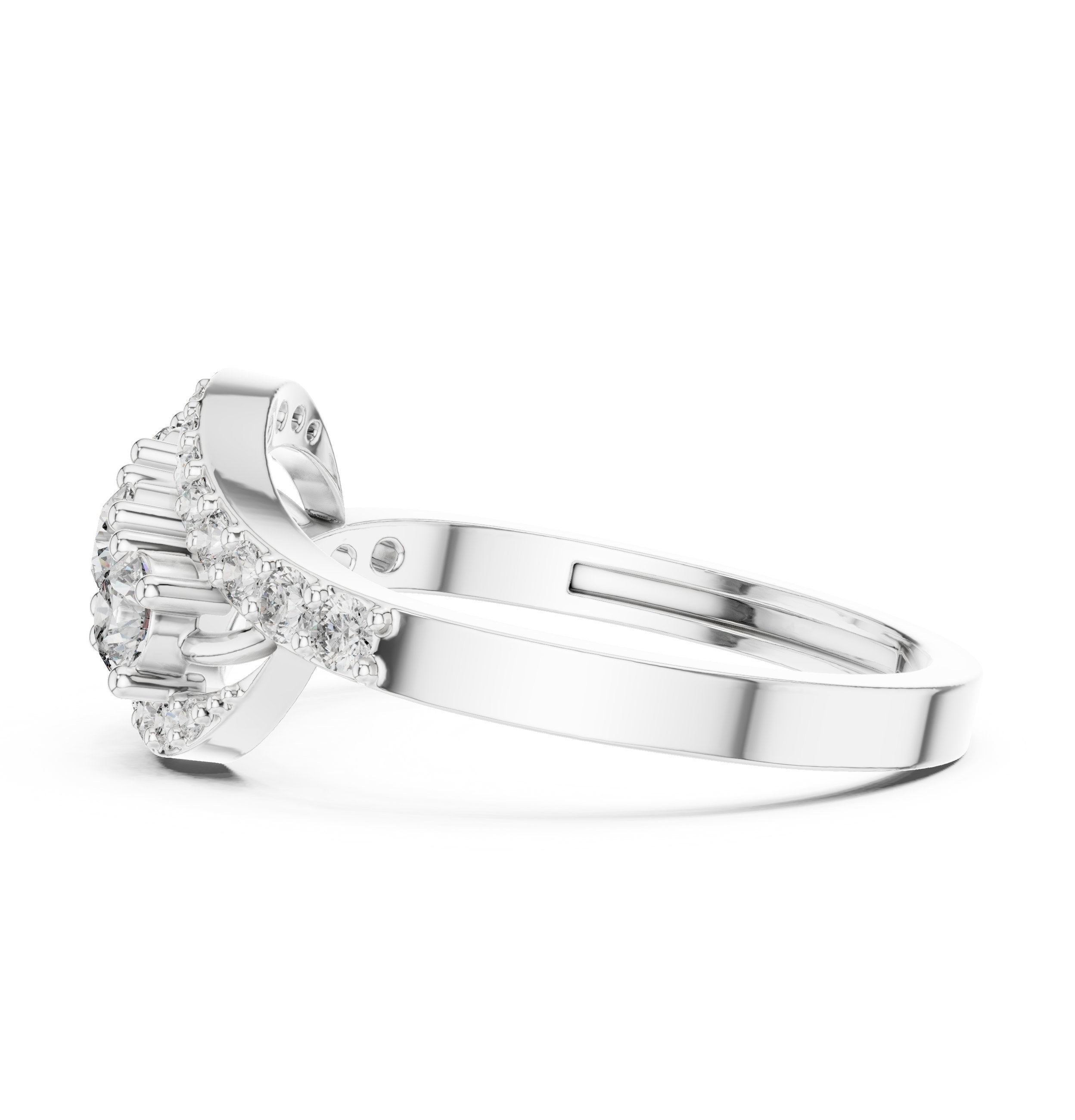 Twisted Three Stone Anniversary Diamond Ring in White Gold - VYKA Diamonds