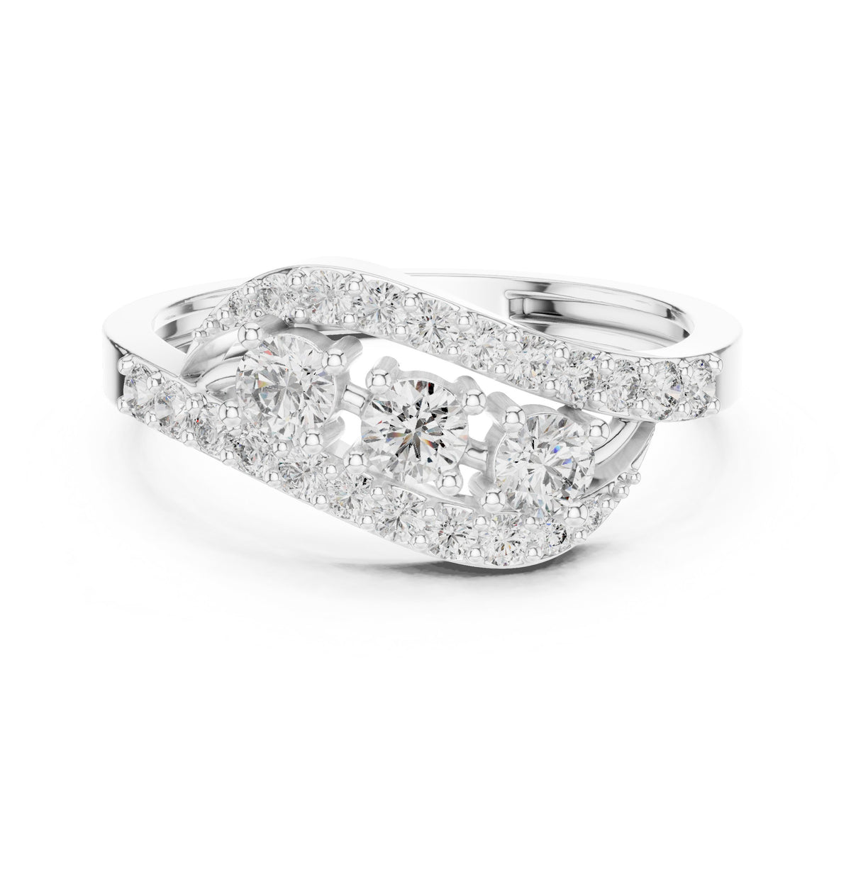 Twisted Three Stone Anniversary Diamond Ring