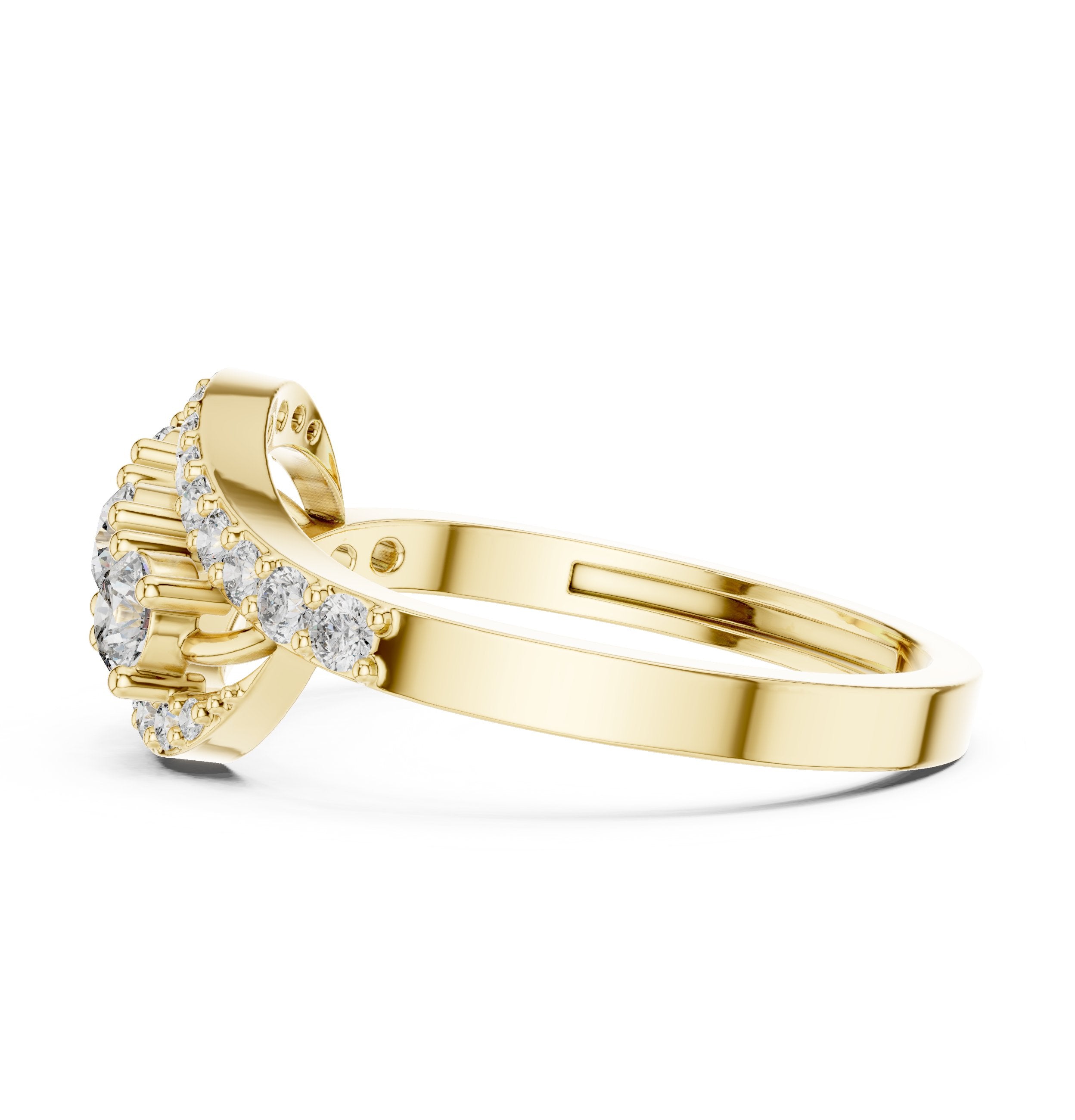 Twisted Three Stone Anniversary Diamond Ring in Yellow Gold - VYKA Diamonds