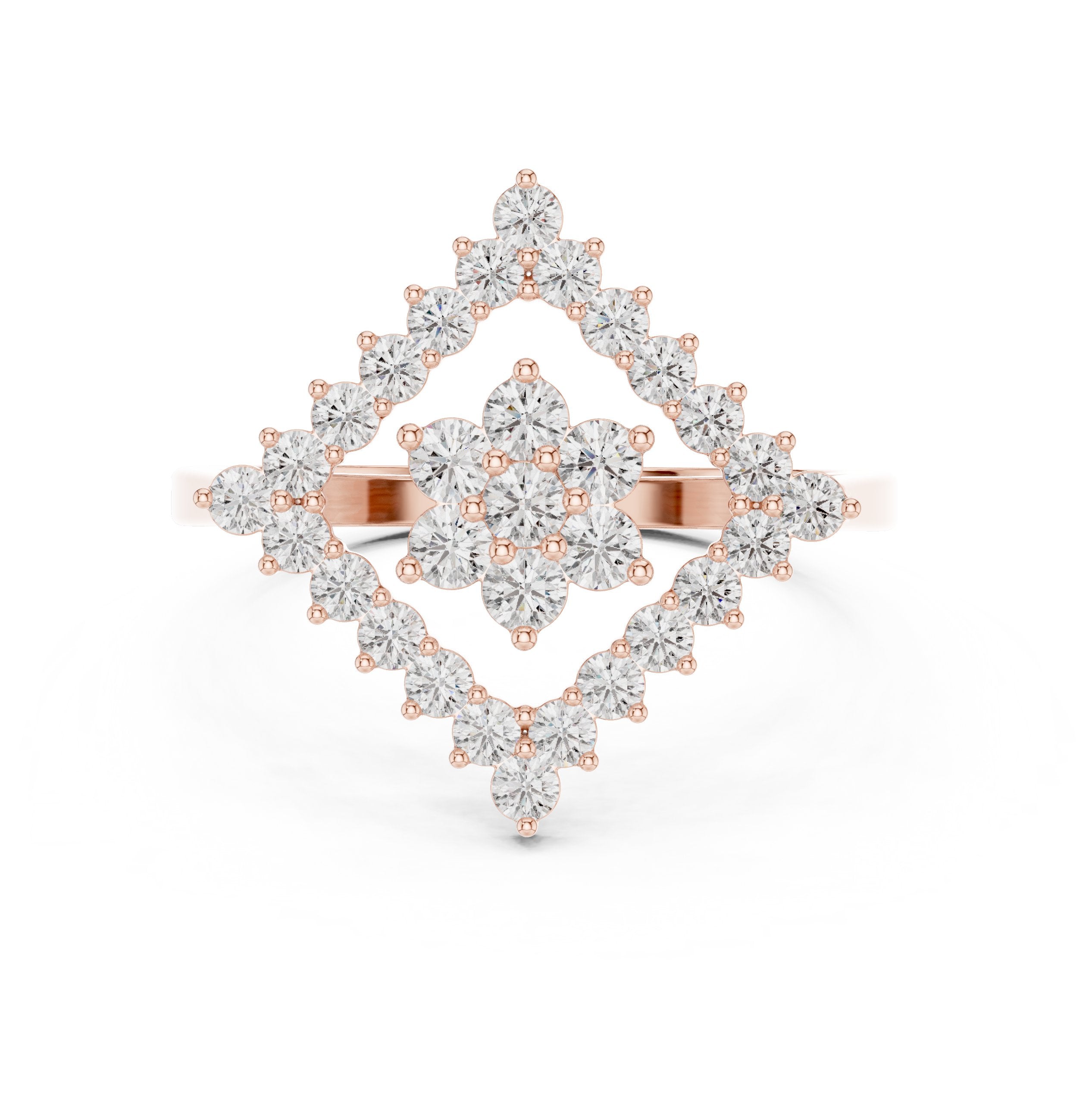 Diamond Geometric Statement Ring in Rose Gold - VYKA Diamonds