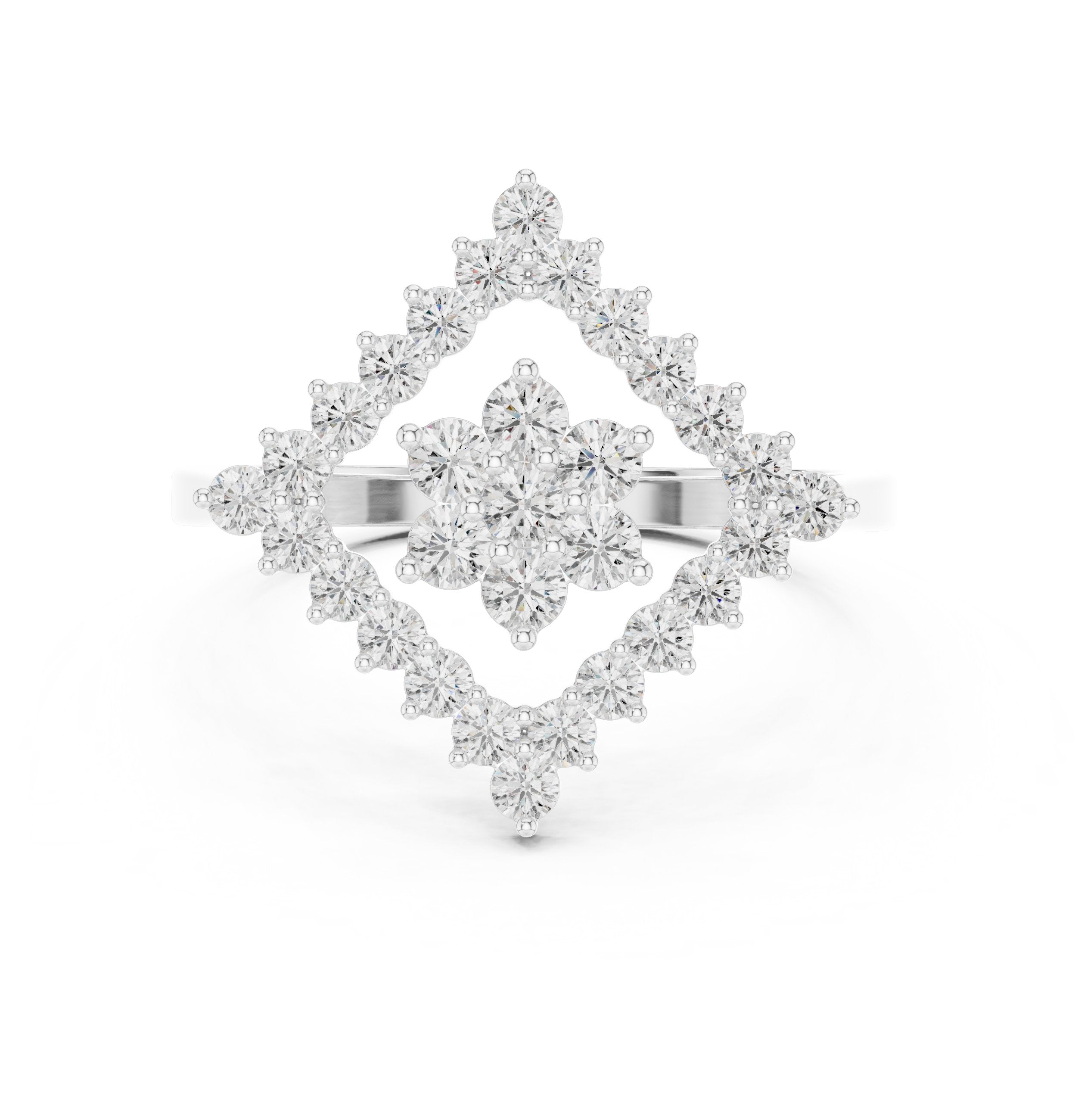 Diamond Geometric Statement Ring in White Gold - VYKA Diamonds
