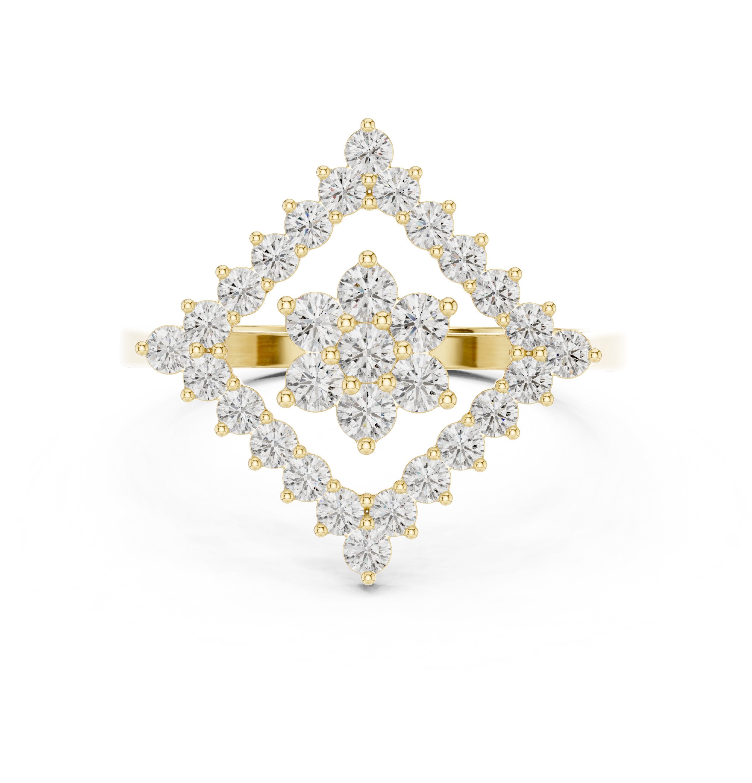 Diamond Geometric Statement Ring in Yellow Gold - VYKA Diamonds