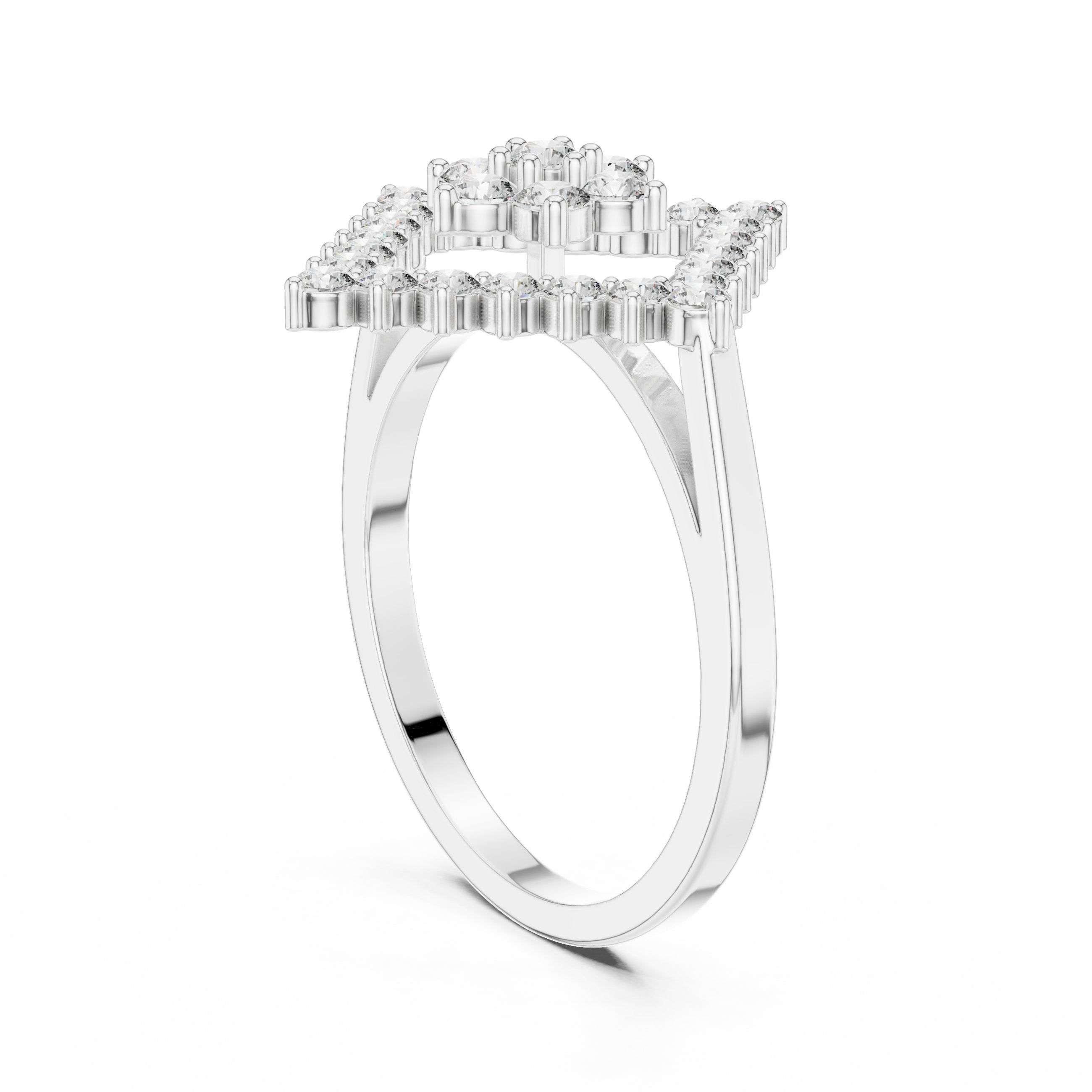Diamond Geometric Statement Ring in White Gold - VYKA Diamonds