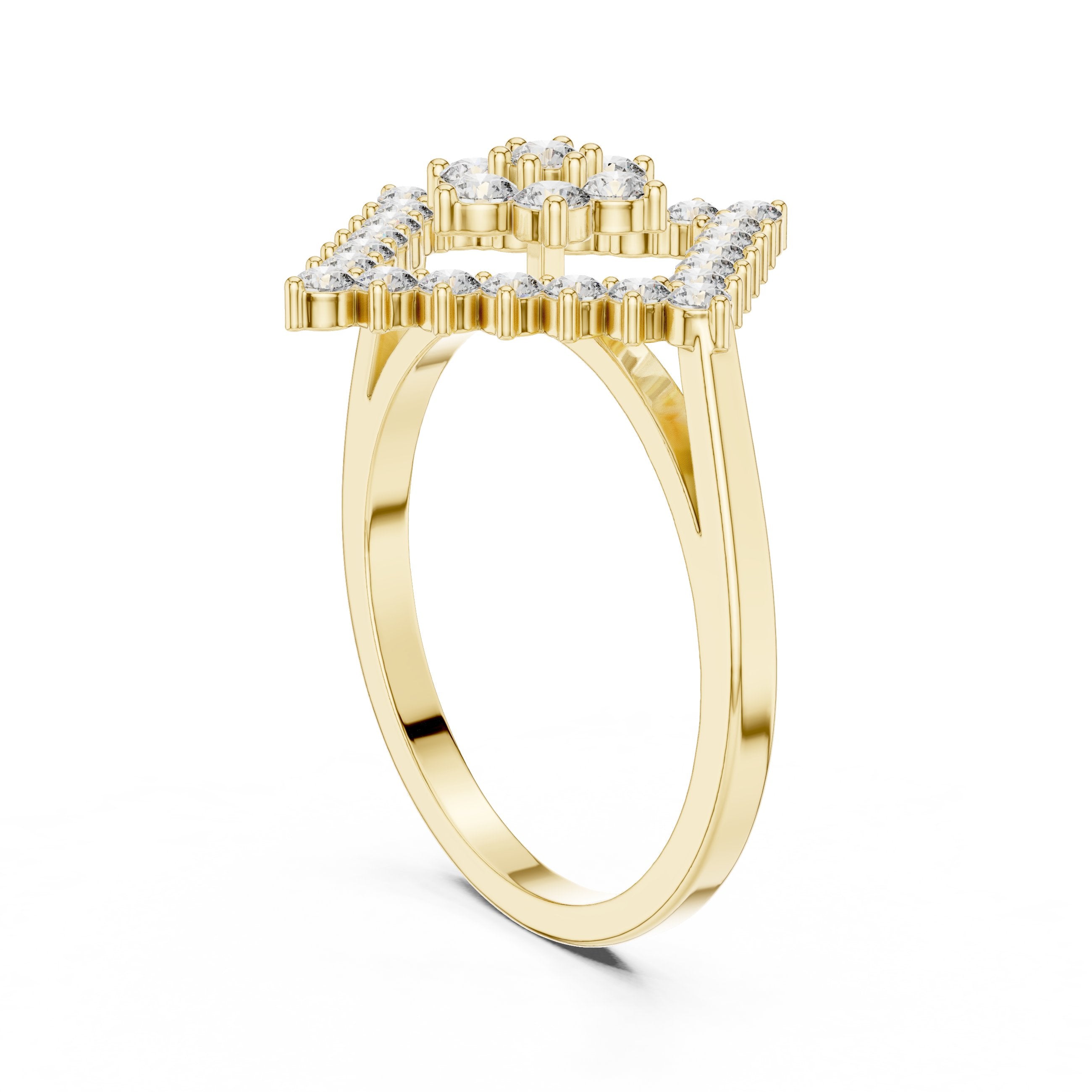 Diamond Geometric Statement Ring in Yellow Gold - VYKA Diamonds