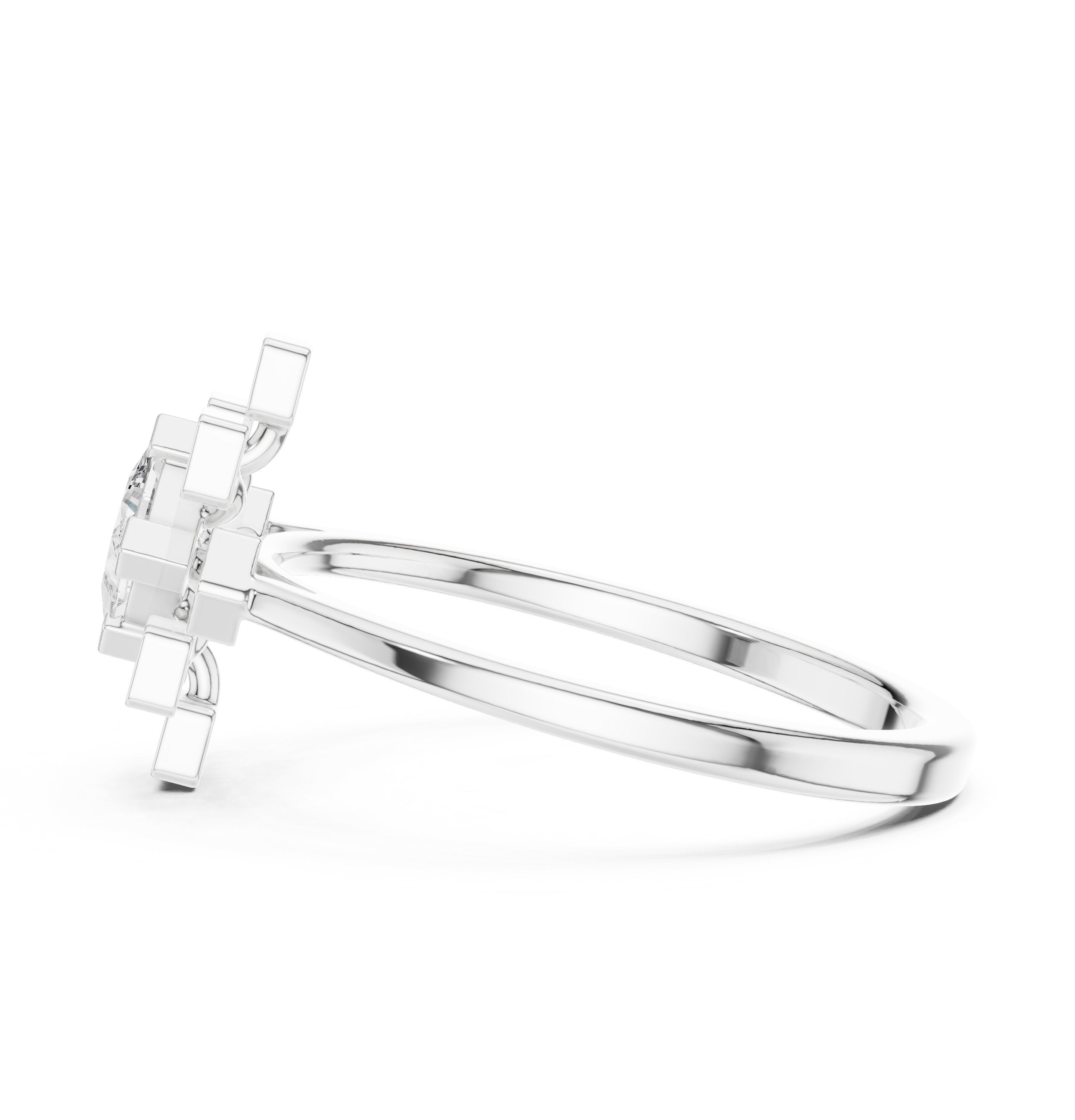 Princess Cut Diamond Snowflake Cluster Engagement Ring in White Gold - VYKA Diamonds
