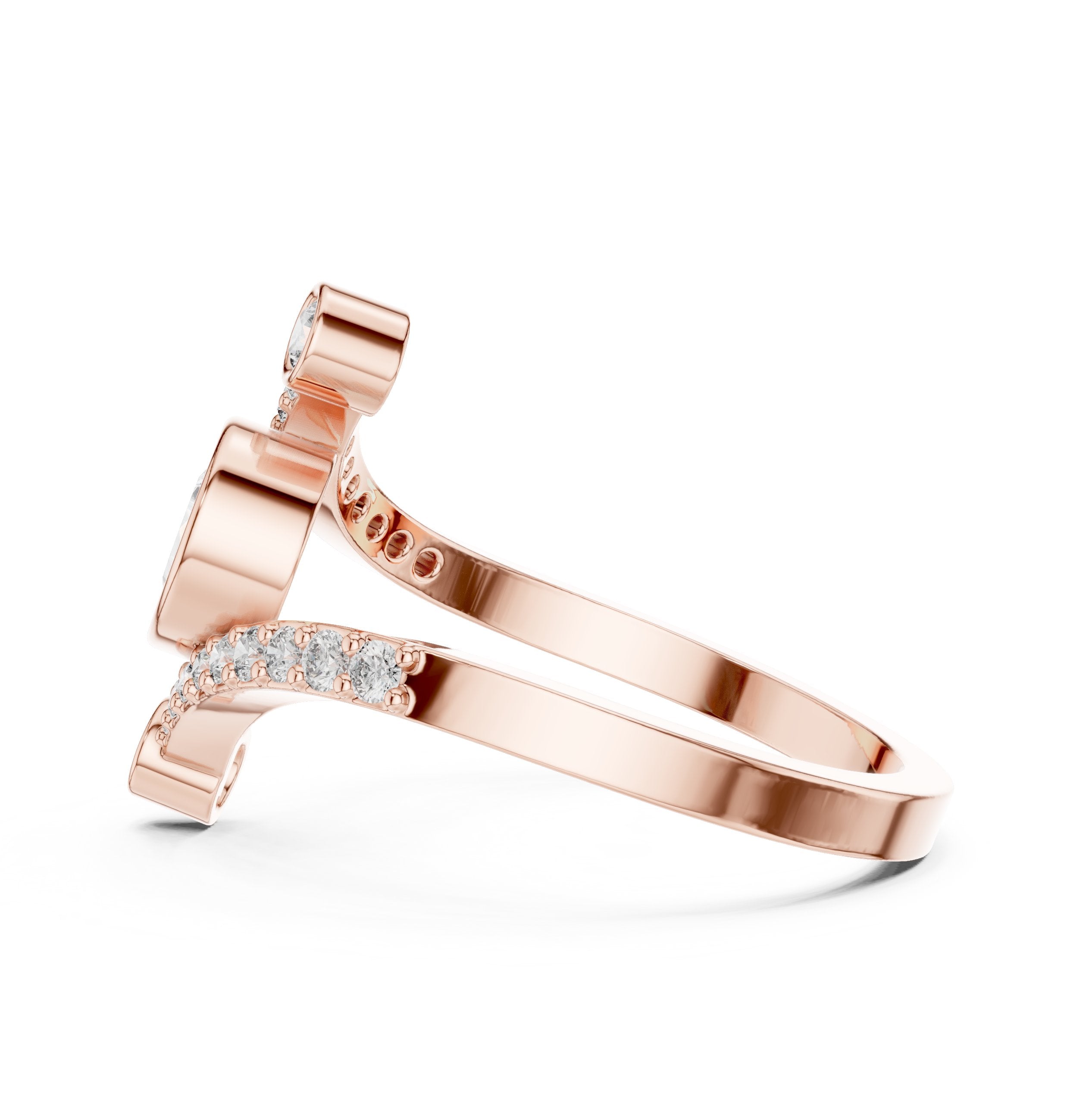 Pear Diamond Hidden Halo Bypass Engagement Ring in Rose Gold - VYKA Diamonds
