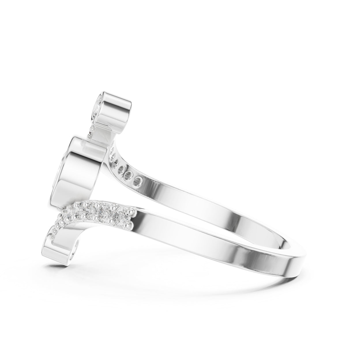 Pear Diamond Hidden Halo Bypass Engagement Ring