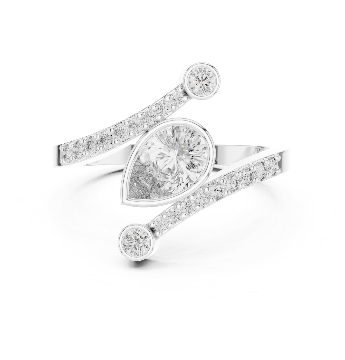 Pear Diamond Hidden Halo Bypass Engagement Ring