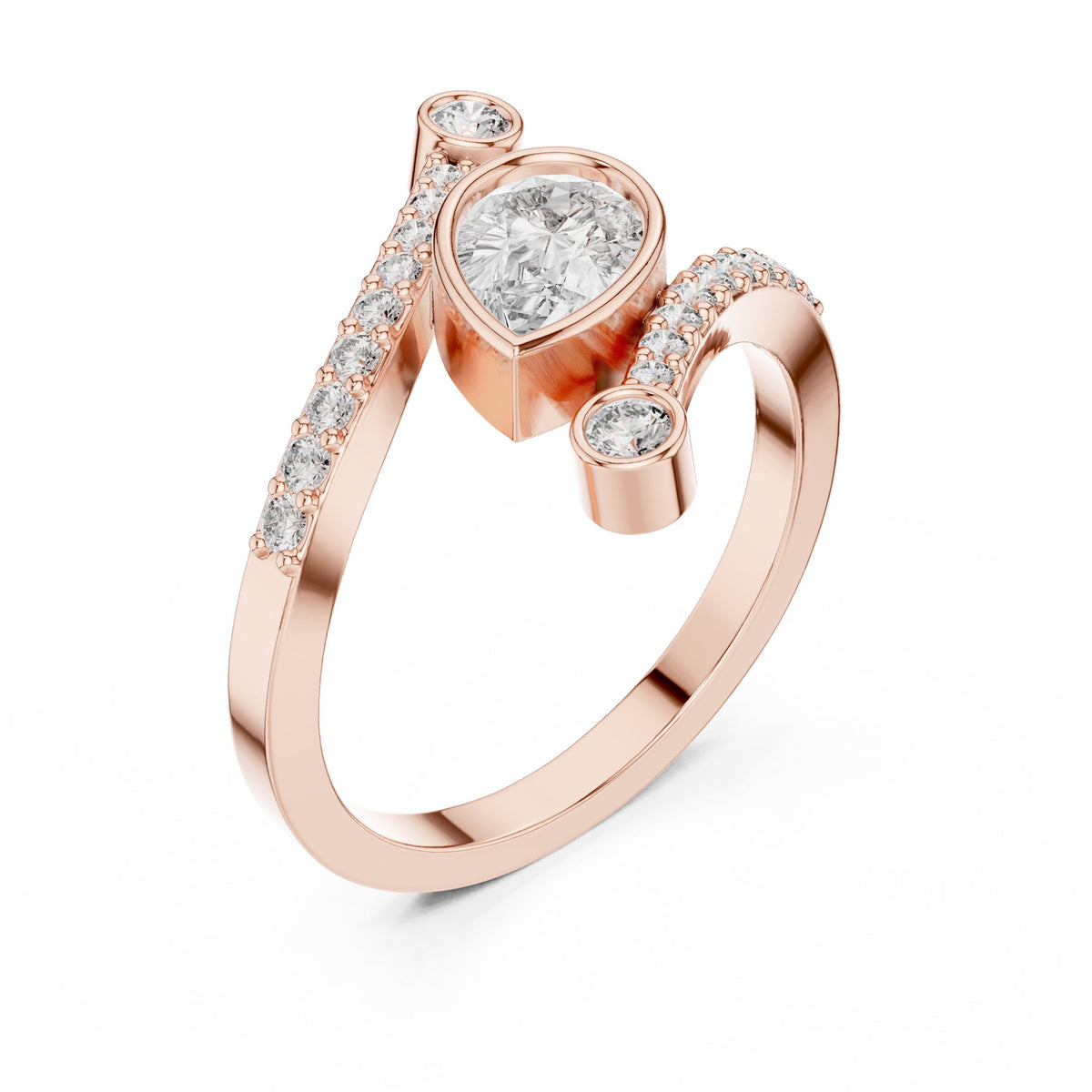 Pear Diamond Hidden Halo Bypass Engagement Ring