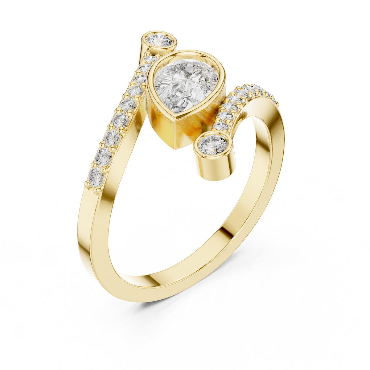 Pear Diamond Hidden Halo Bypass Engagement Ring