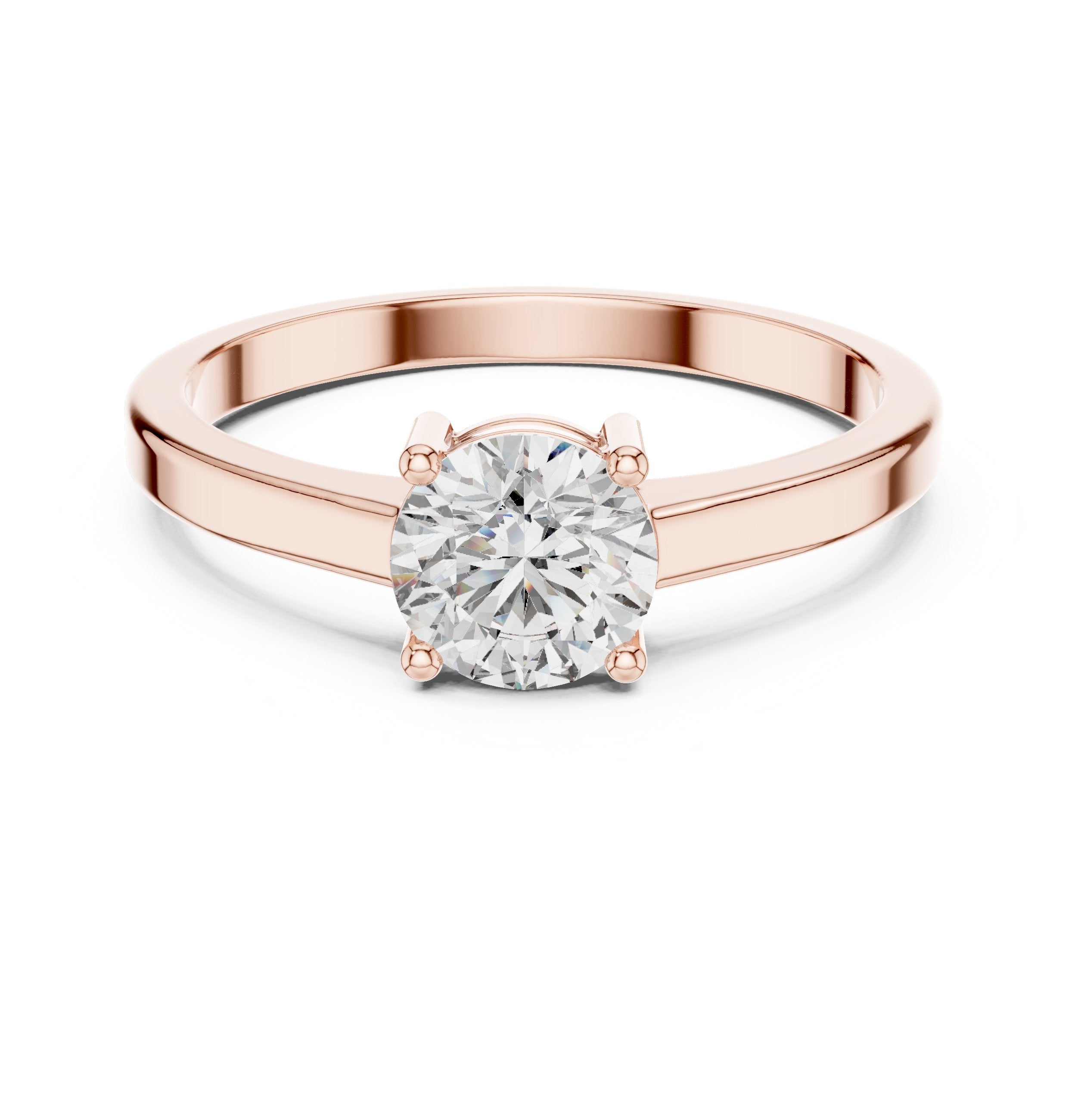 Round Diamond Split Shank Solitaire Engagement Ring in Rose Gold - VYKA Diamonds