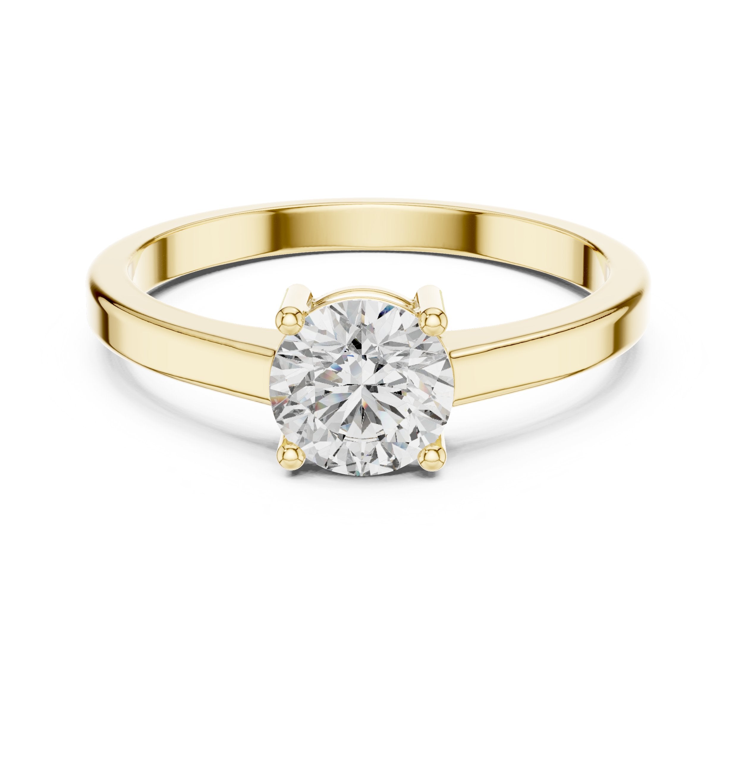 Round Diamond Split Shank Solitaire Engagement Ring in Yellow Gold - VYKA Diamonds