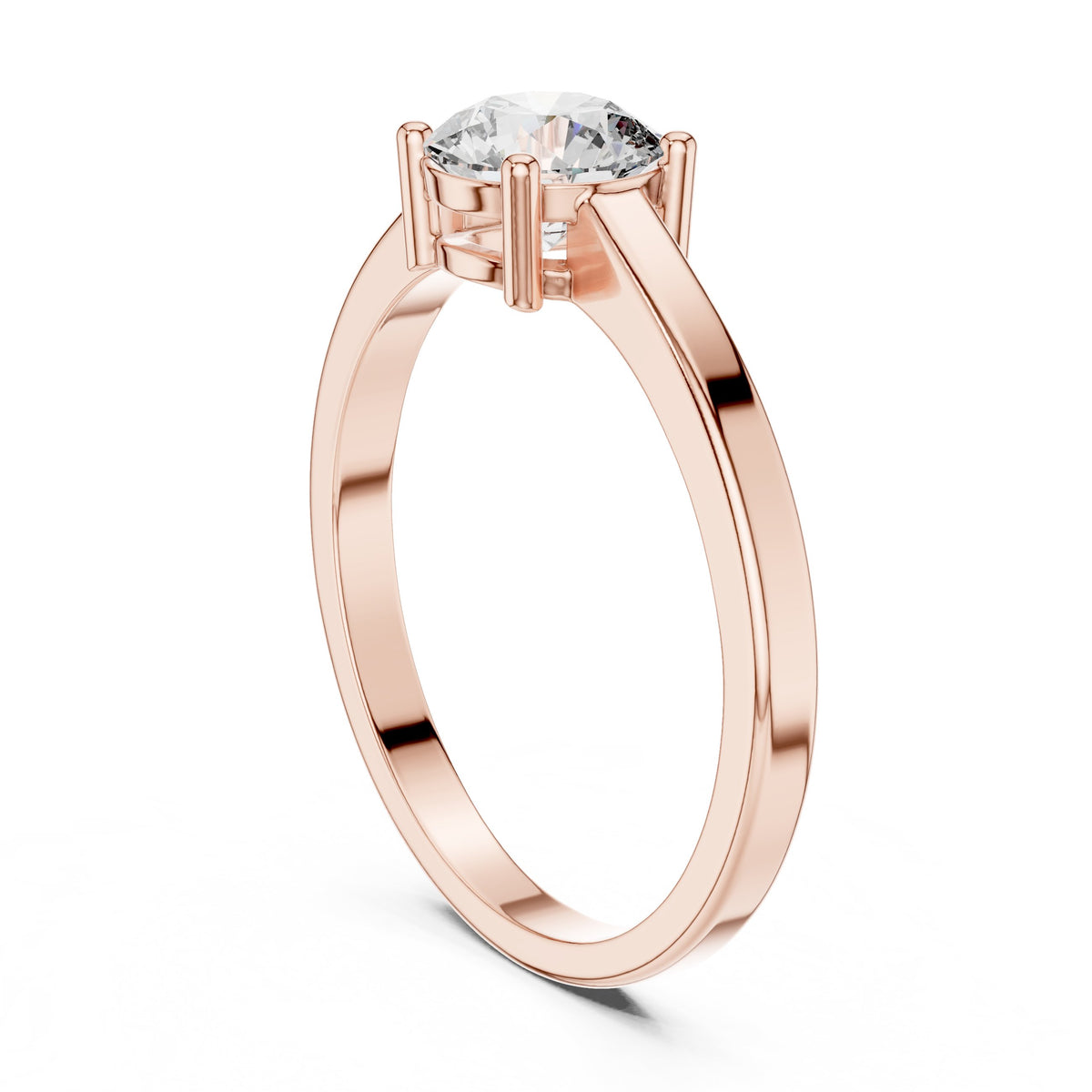 Round Diamond Split Shank Solitaire Engagement Ring