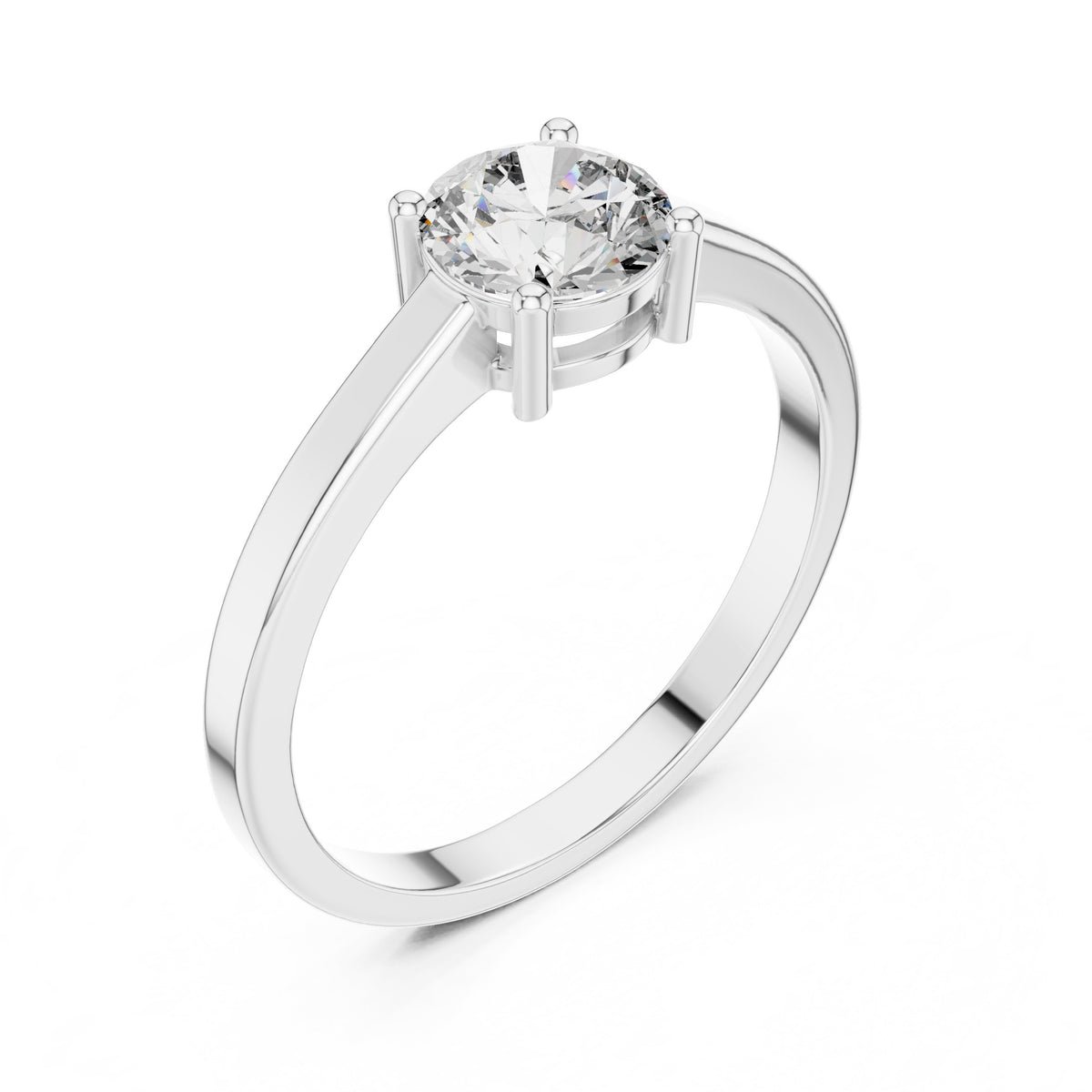 Round Diamond Split Shank Solitaire Engagement Ring